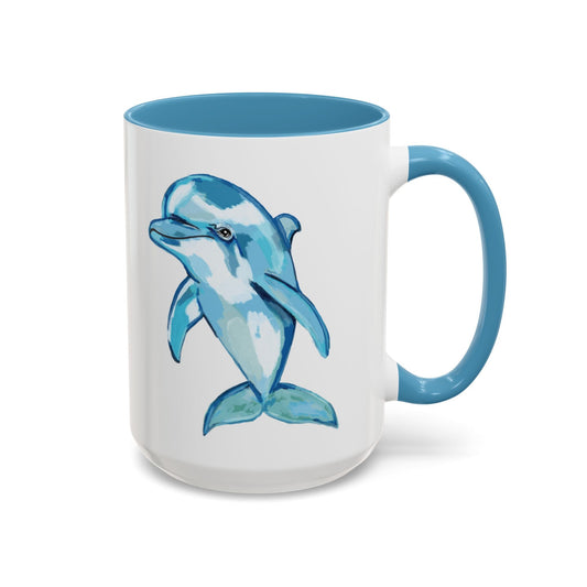 Dolphin Two Tone Ceramic Mugs - Blue Cava