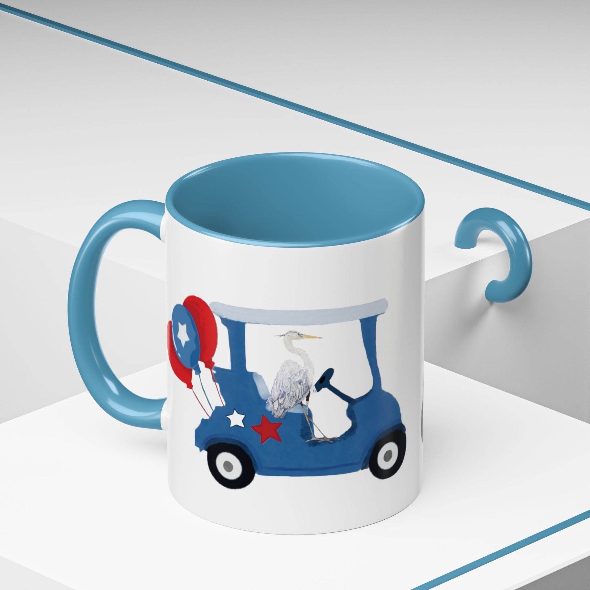 Egret Golf Cart Two Tone Coffee Mug (11oz & 15oz) - Blue Cava