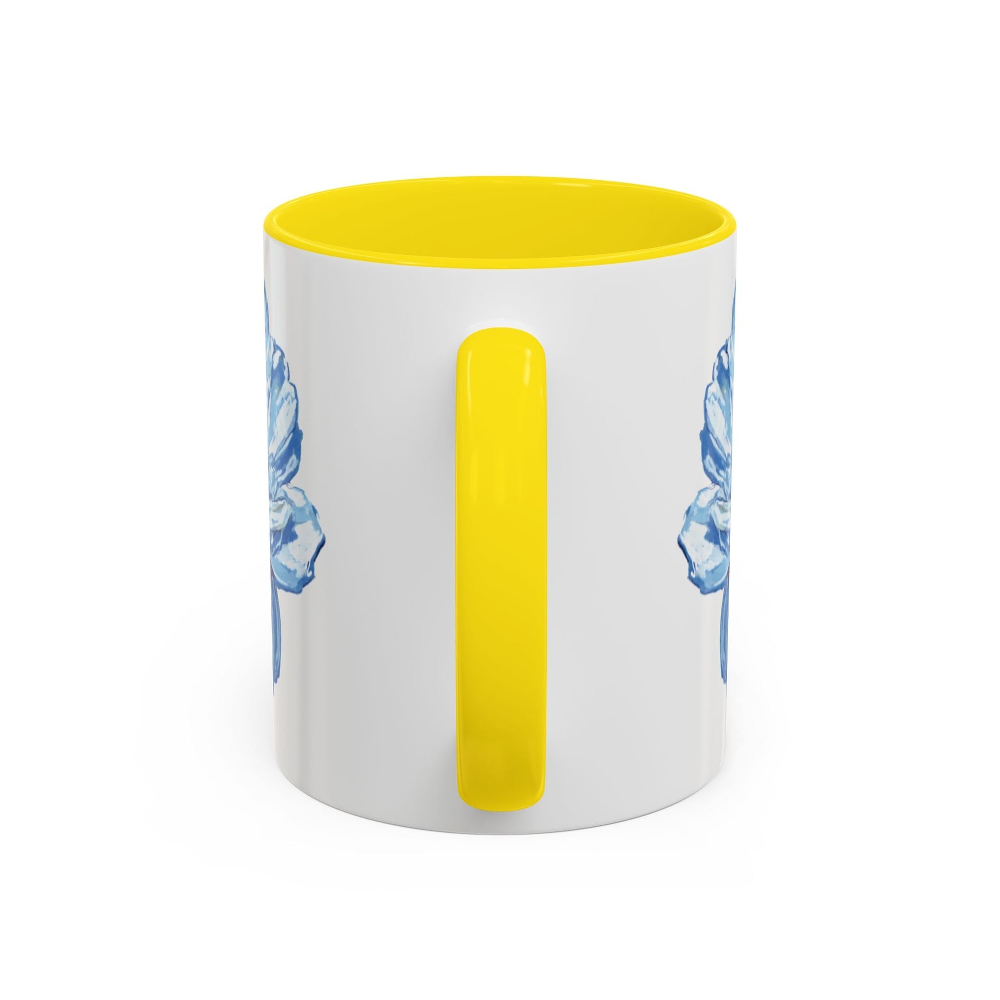 Elegant Floral Accent Coffee Mug - Blue Flower Design - Blue Cava
