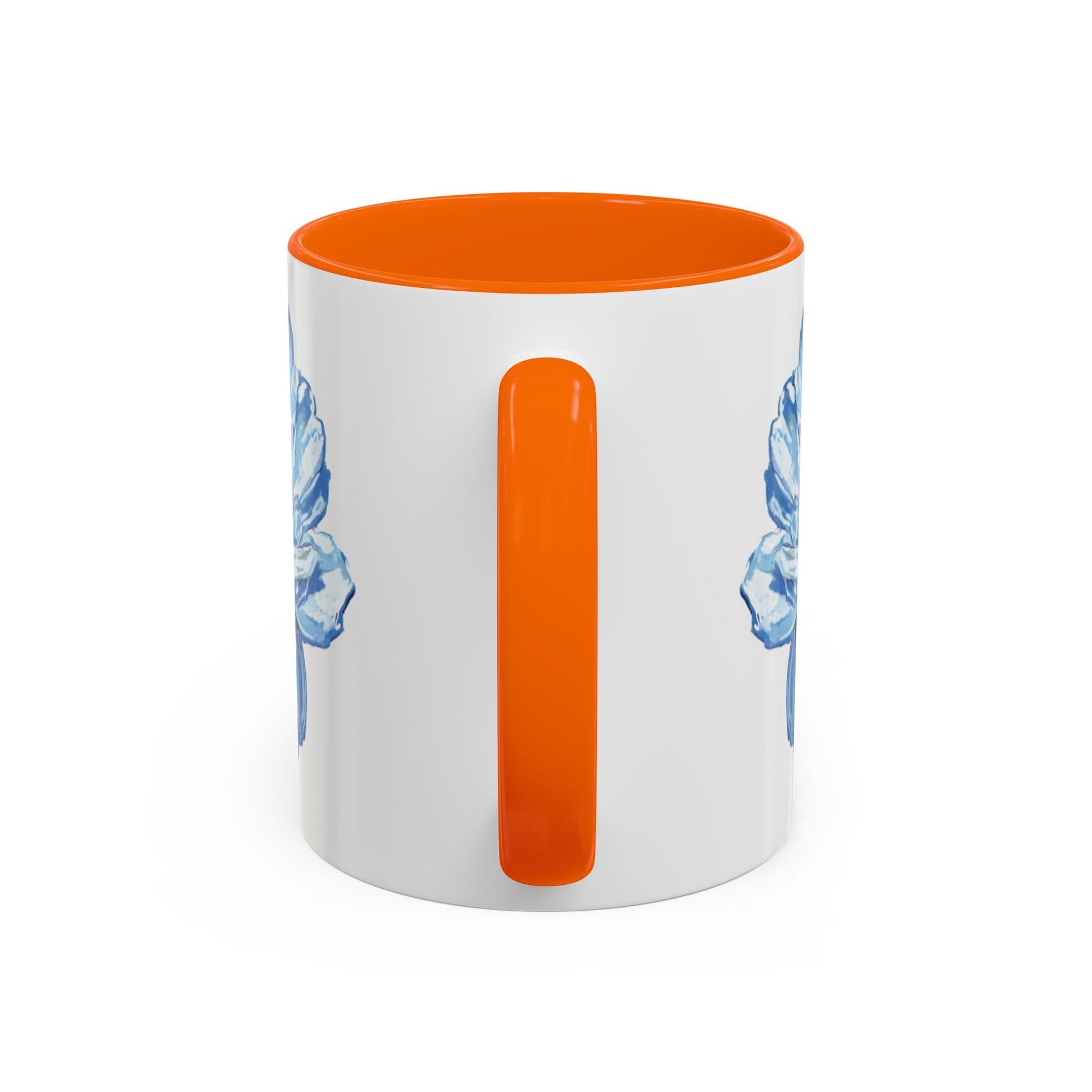 Elegant Floral Accent Coffee Mug - Blue Flower Design - Blue Cava