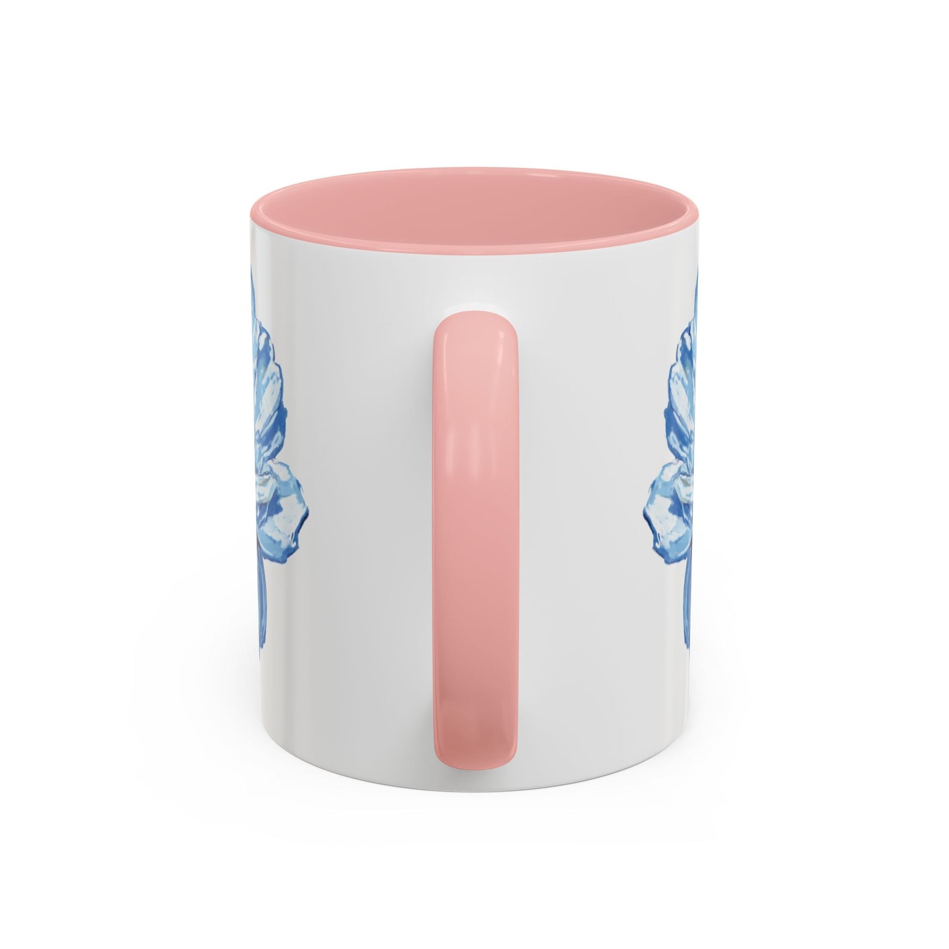 Elegant Floral Accent Coffee Mug - Blue Flower Design - Blue Cava