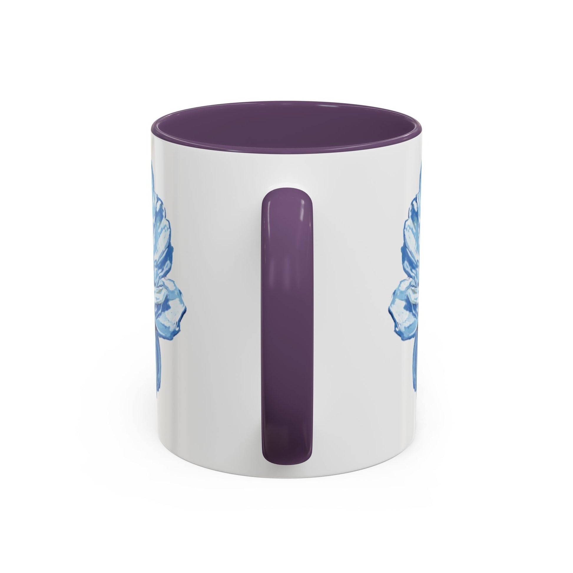 Elegant Floral Accent Coffee Mug - Blue Flower Design - Blue Cava
