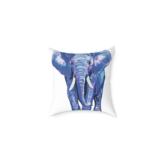 Elephant Canvas Pillow - Throw Pillow for Living Room - Blue Cava