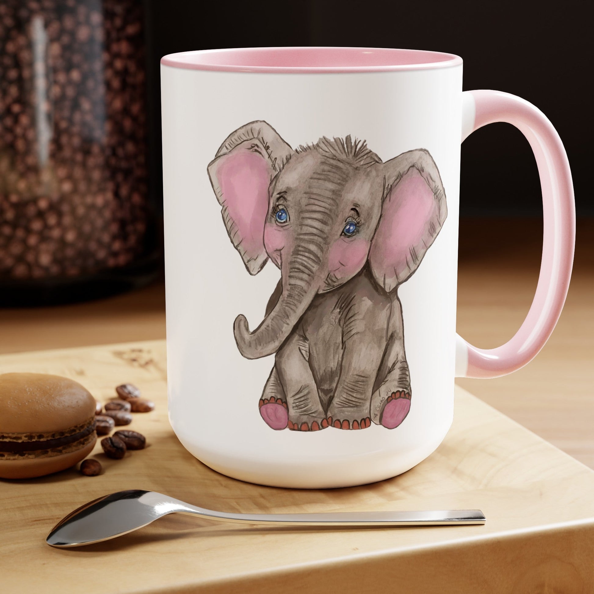 Elephant Two-Tone Coffee Mugs, 15oz - Blue Cava
