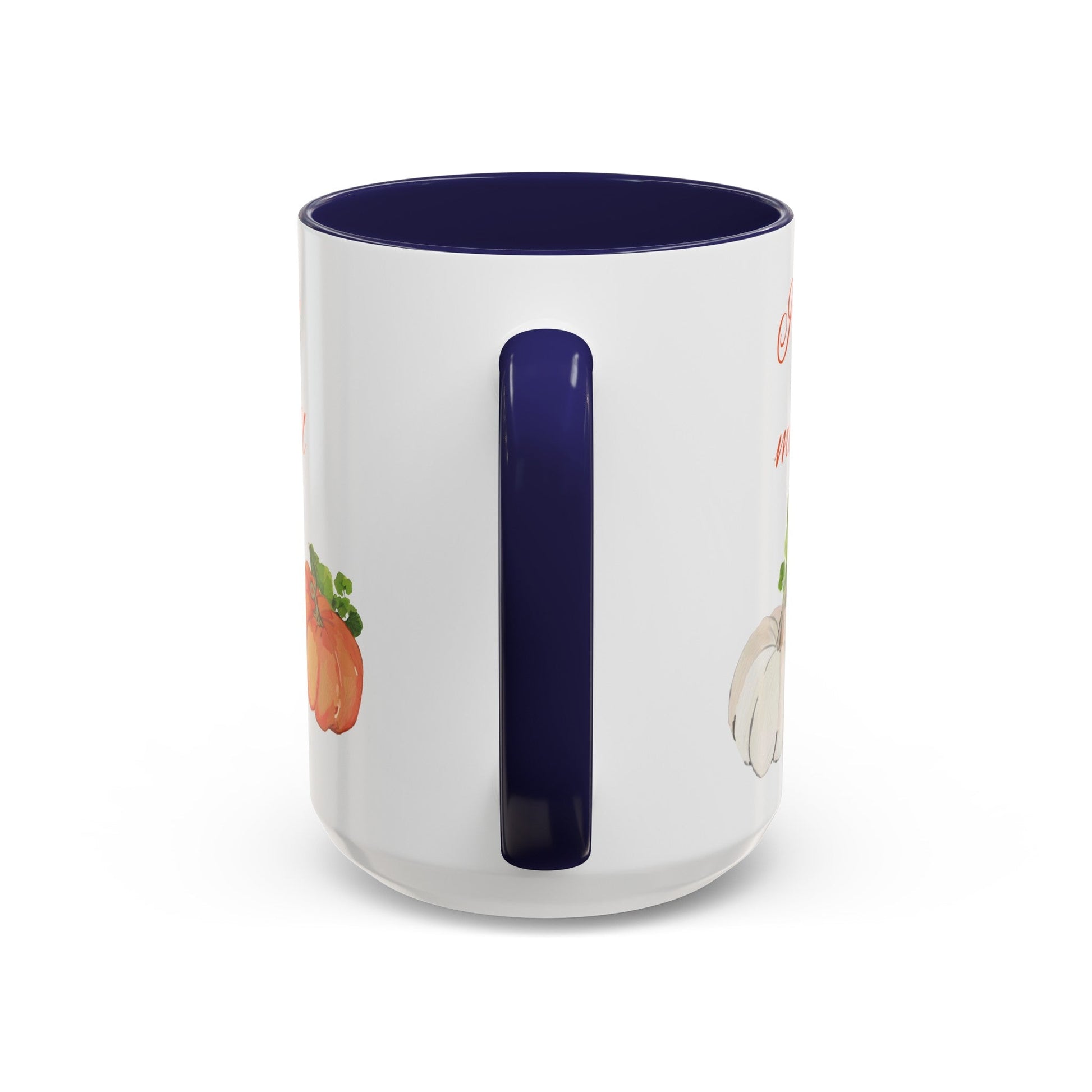 Fall Harvest Two Tone Accent Coffee Mugs (11 oz, 15oz) - Blue Cava
