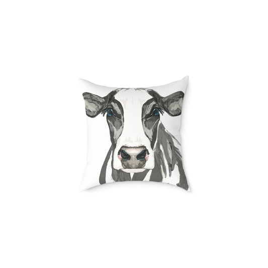 Farmhouse Cow Square Poly Canvas Pillows - Blue Cava