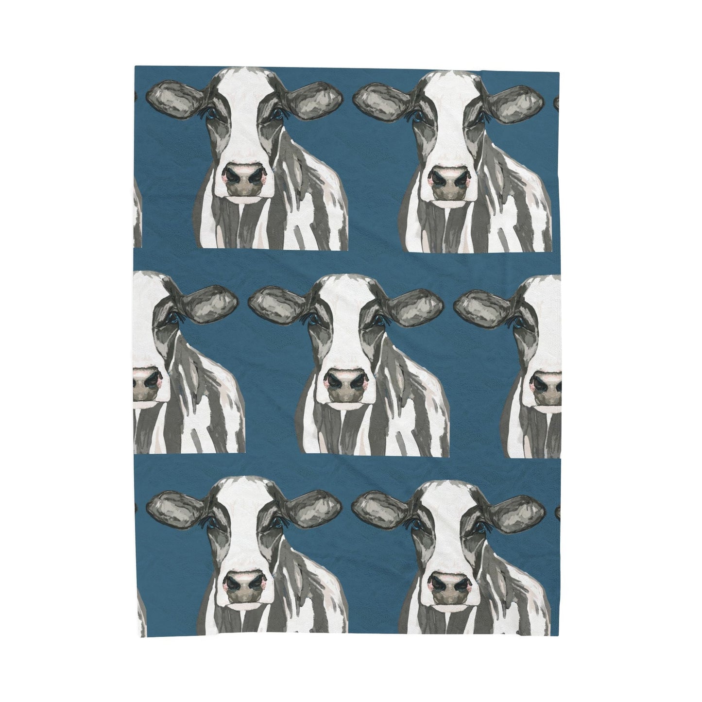 Farmhouse Cow Velveteen Plush Blanket - Home Decor & Gift Giving - Blue Cava