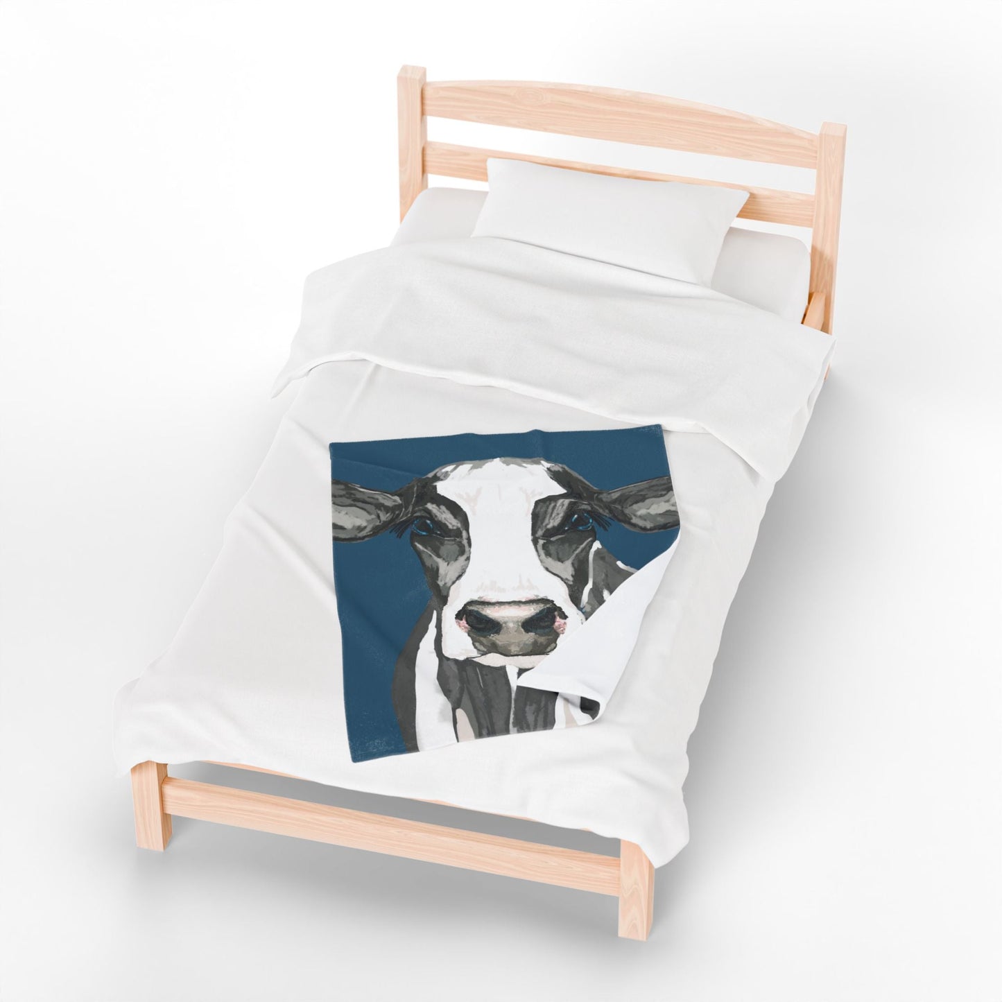 Farmhouse Cow Velveteen Plush Blanket - Home Decor & Gift Giving - Blue Cava