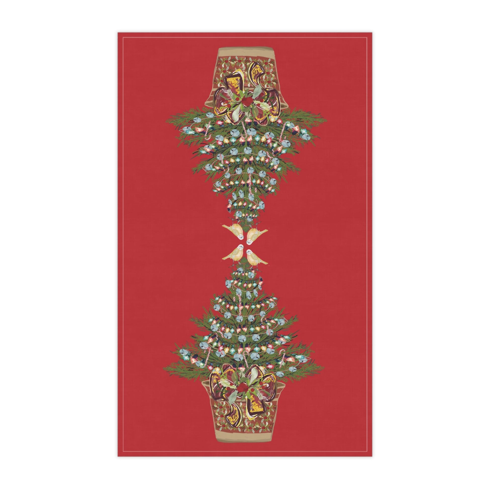 Festive Christmas Tree Tea Towels, Christmas Kitchen Decor, Holiday Decor, Seasonal Linens - Blue Cava