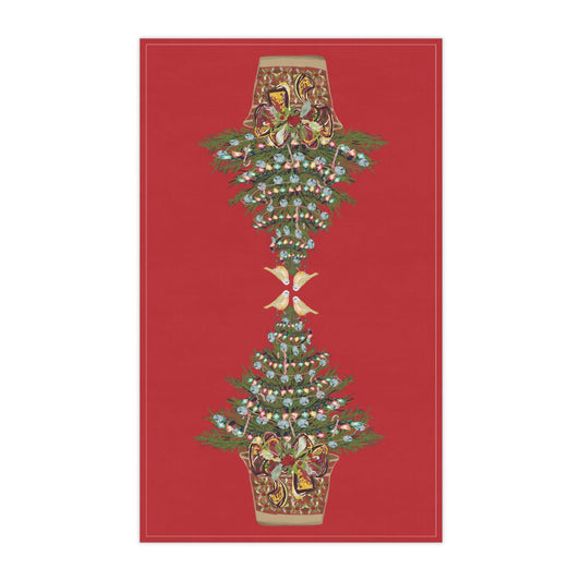 Festive Christmas Tree Tea Towels, Christmas Kitchen Decor, Holiday Decor, Seasonal Linens - Blue Cava