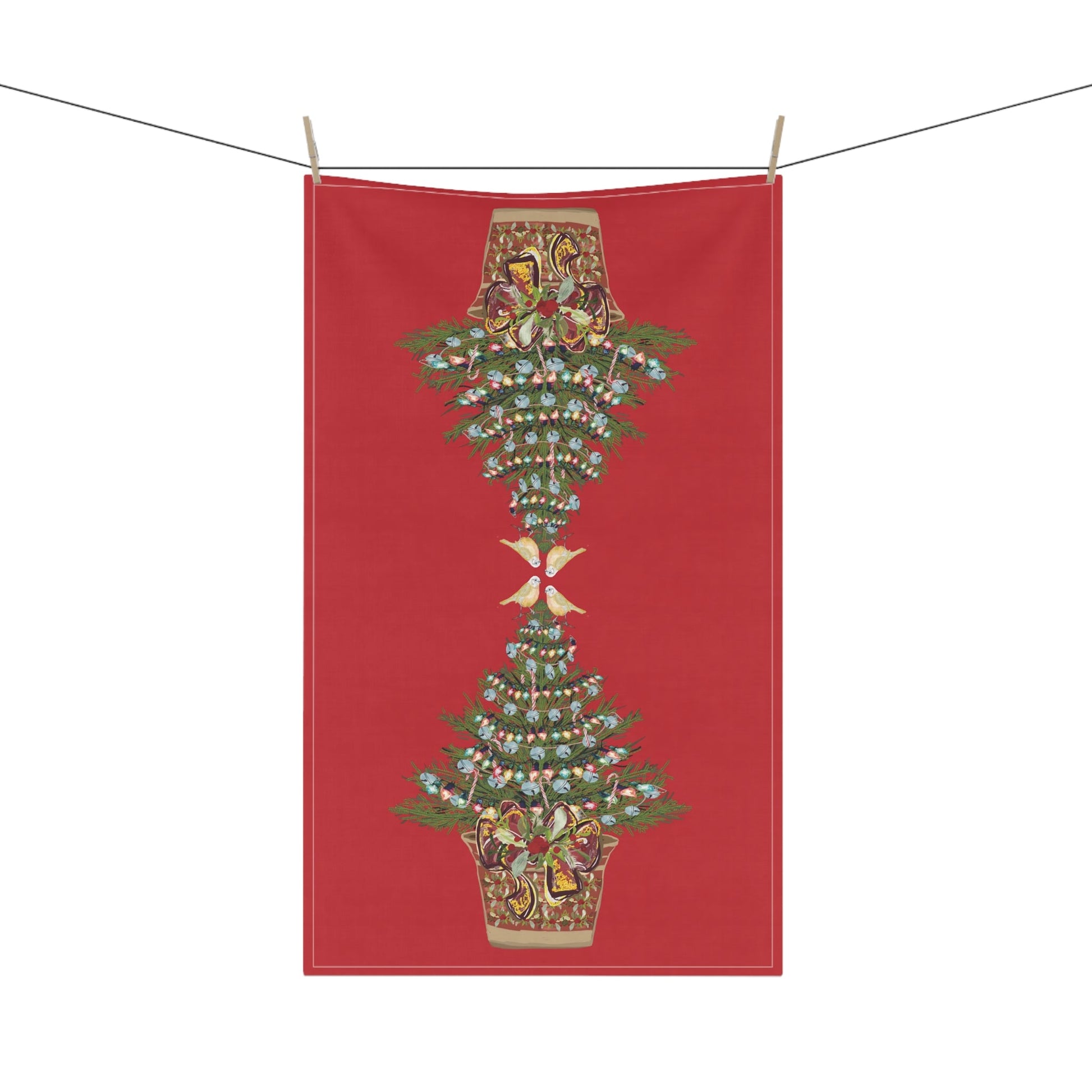 Festive Christmas Tree Tea Towels, Christmas Kitchen Decor, Holiday Decor, Seasonal Linens - Blue Cava