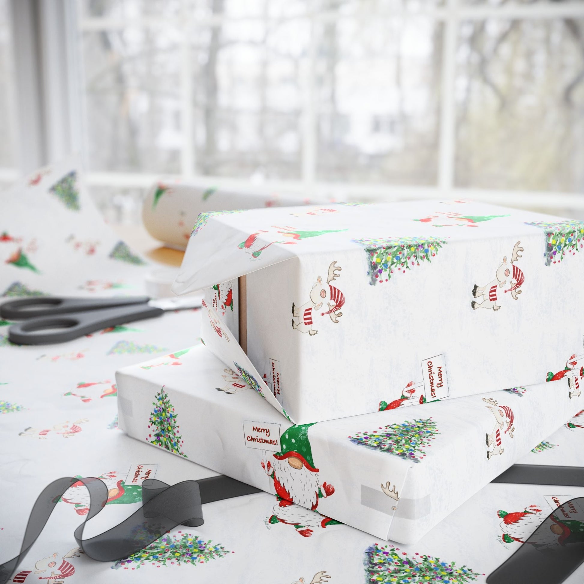Festive Christmas Wrapping Paper, Eco - Friendly Gift Wrap - Blue Cava