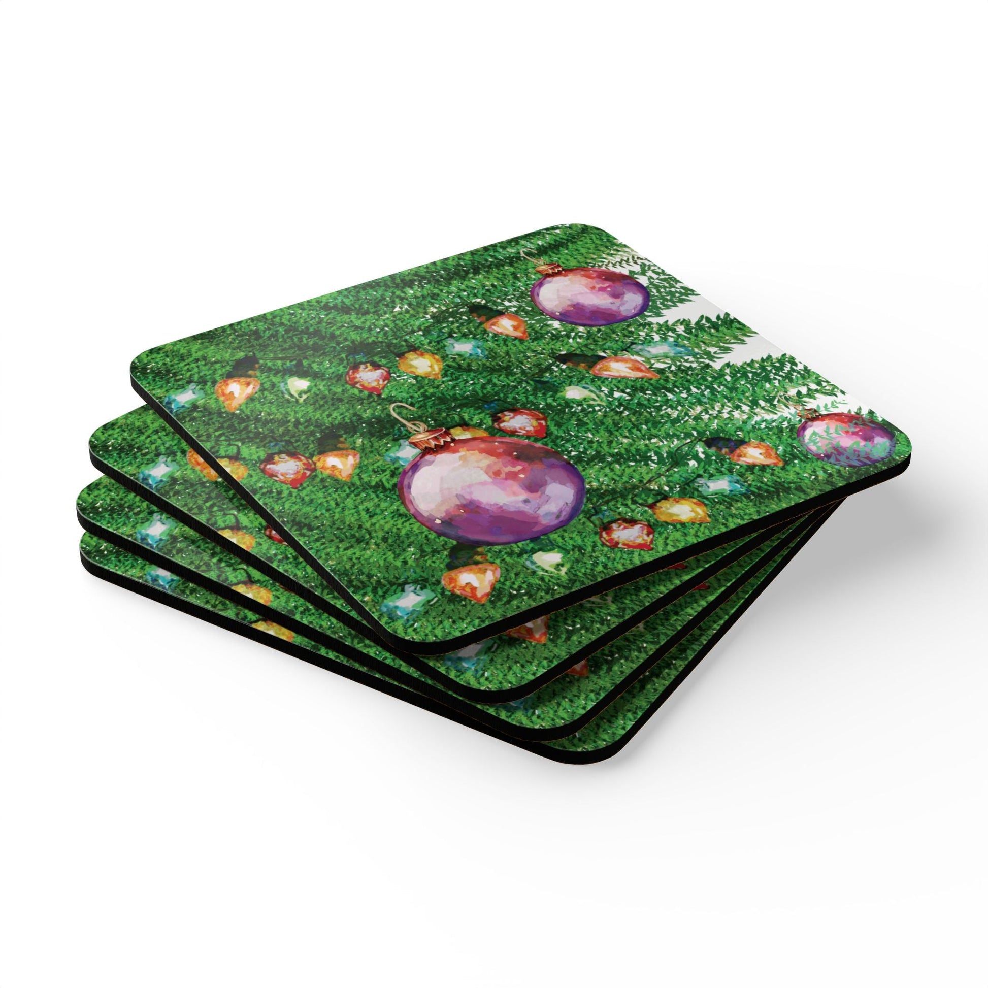 Festive Corkwood Coaster Set, Eco - Friendly Coasters - Blue Cava