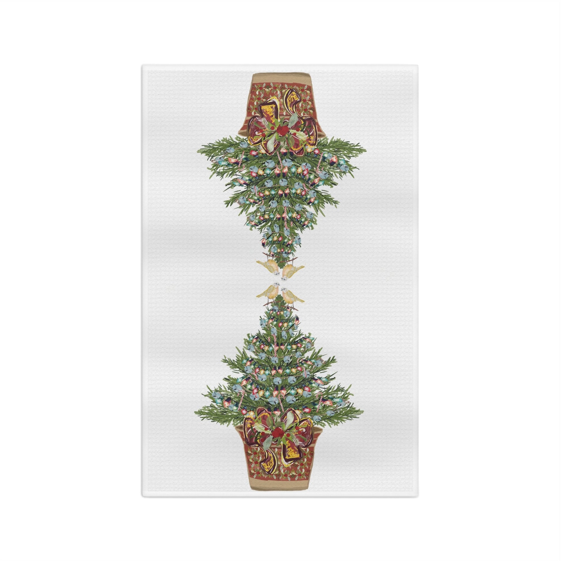 Festive Holiday Microfiber Waffle Towel, Christmas Kitchen Decor - Blue Cava