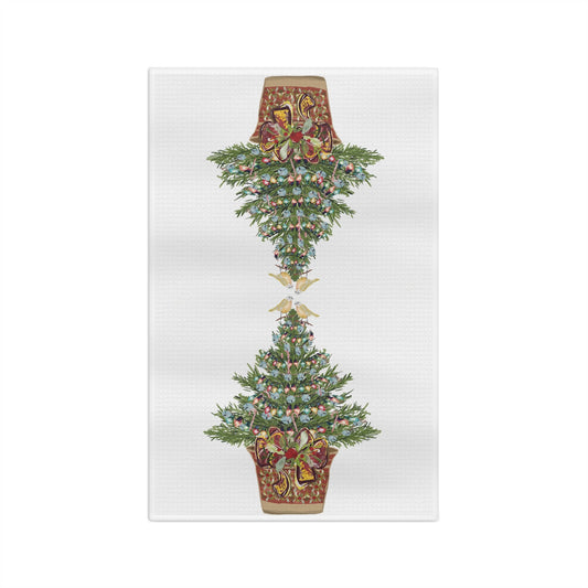 Festive Holiday Microfiber Waffle Towel, Christmas Kitchen Decor - Blue Cava
