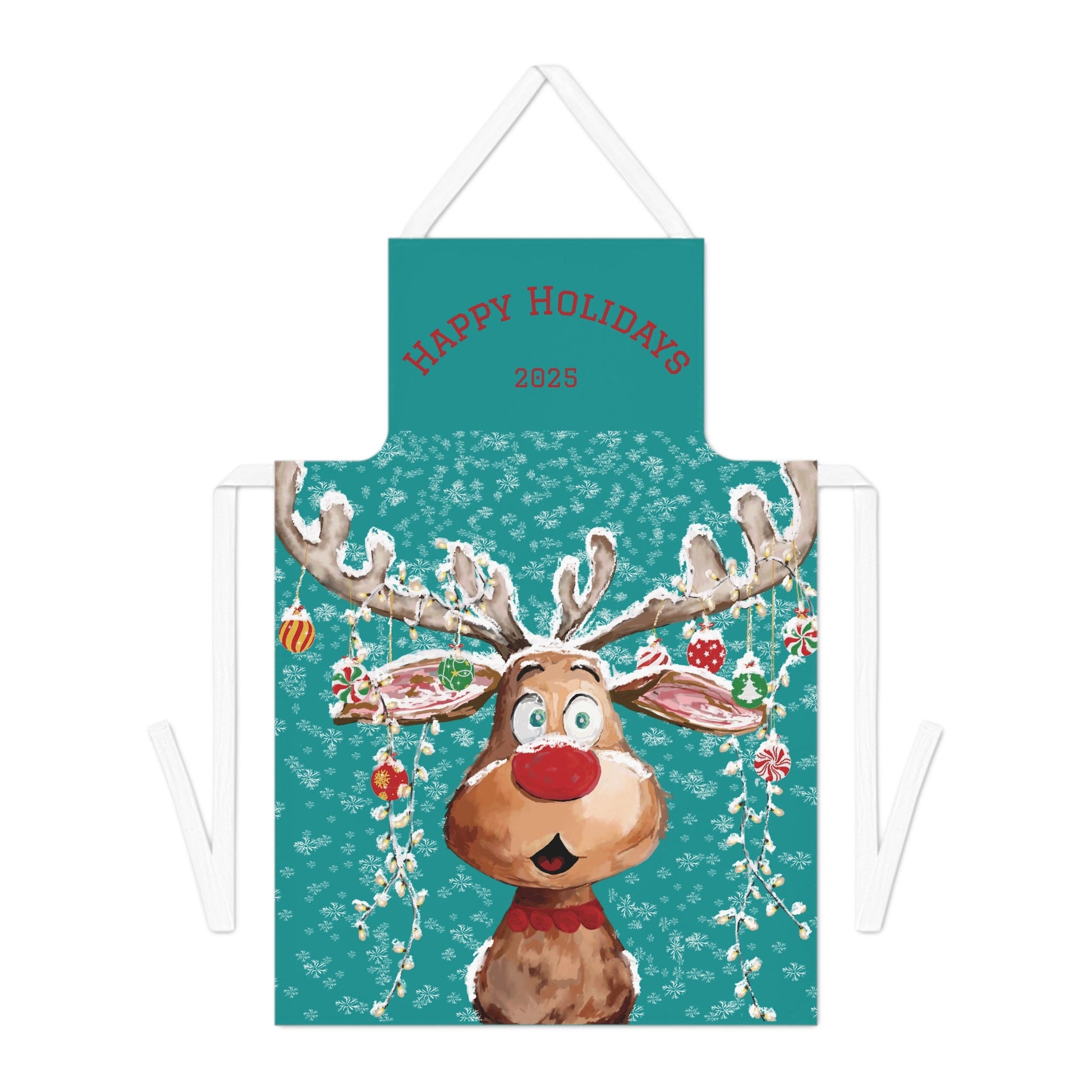 Festive Reindeer Apron, Holiday Chef Essentials - Blue Cava