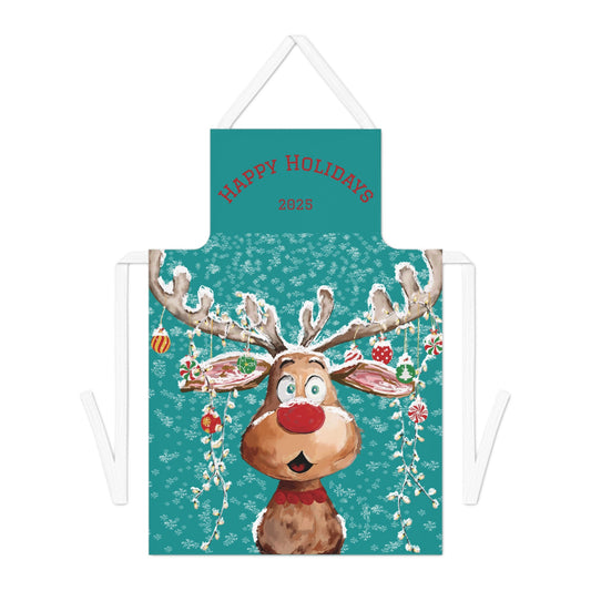 Festive Reindeer Apron, Holiday Chef Essentials - Blue Cava