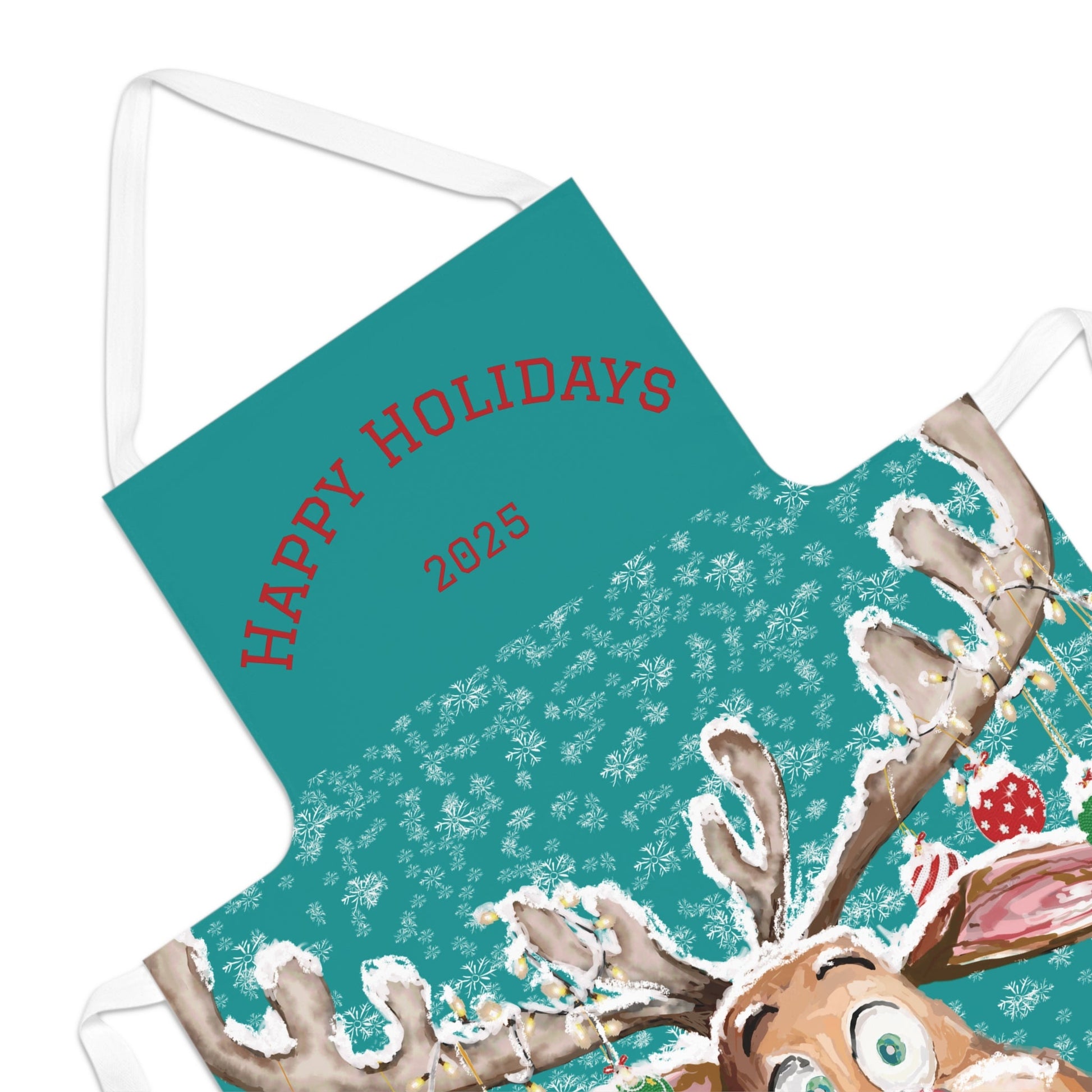Festive Reindeer Apron, Holiday Chef Essentials - Blue Cava