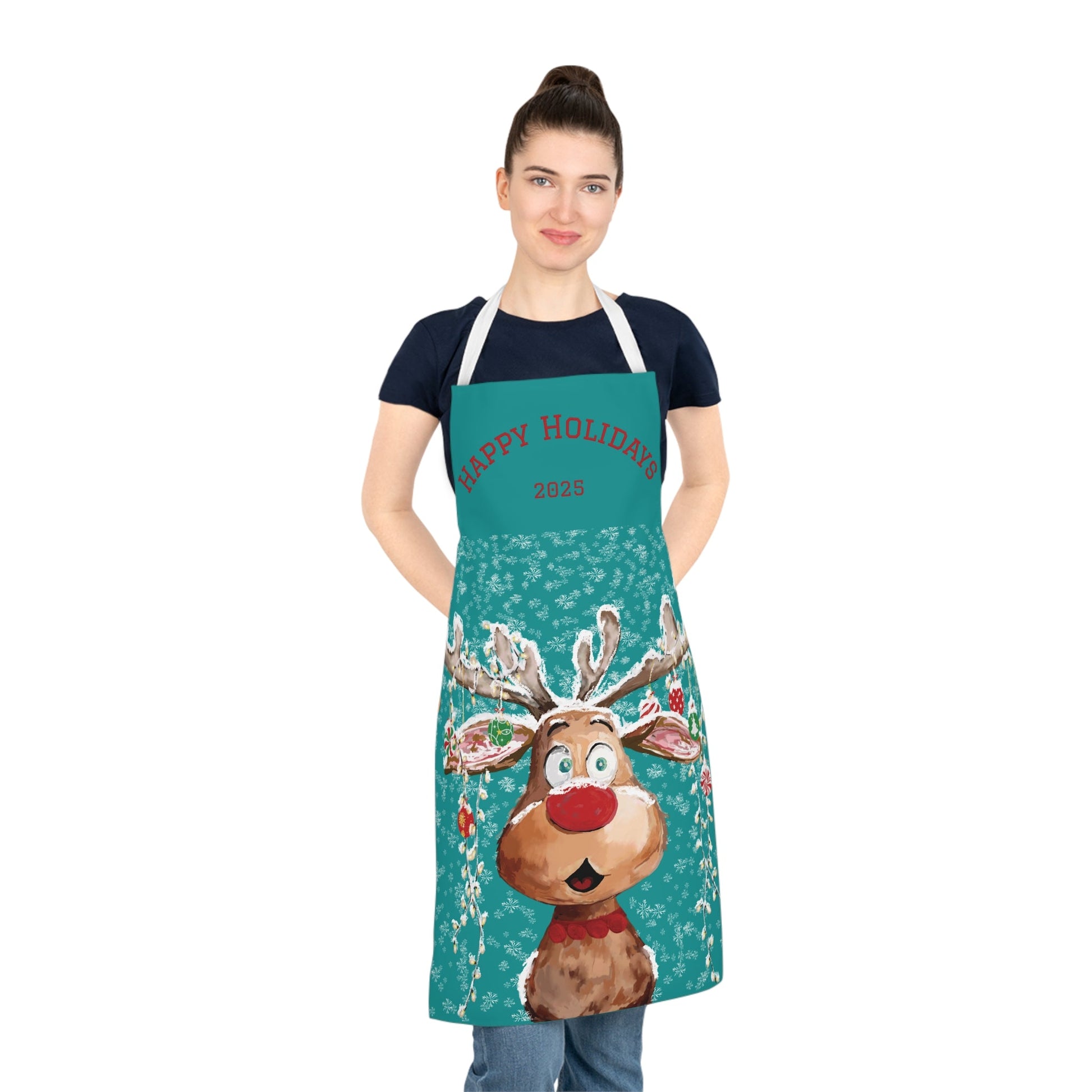 Festive Reindeer Apron, Holiday Chef Essentials - Blue Cava