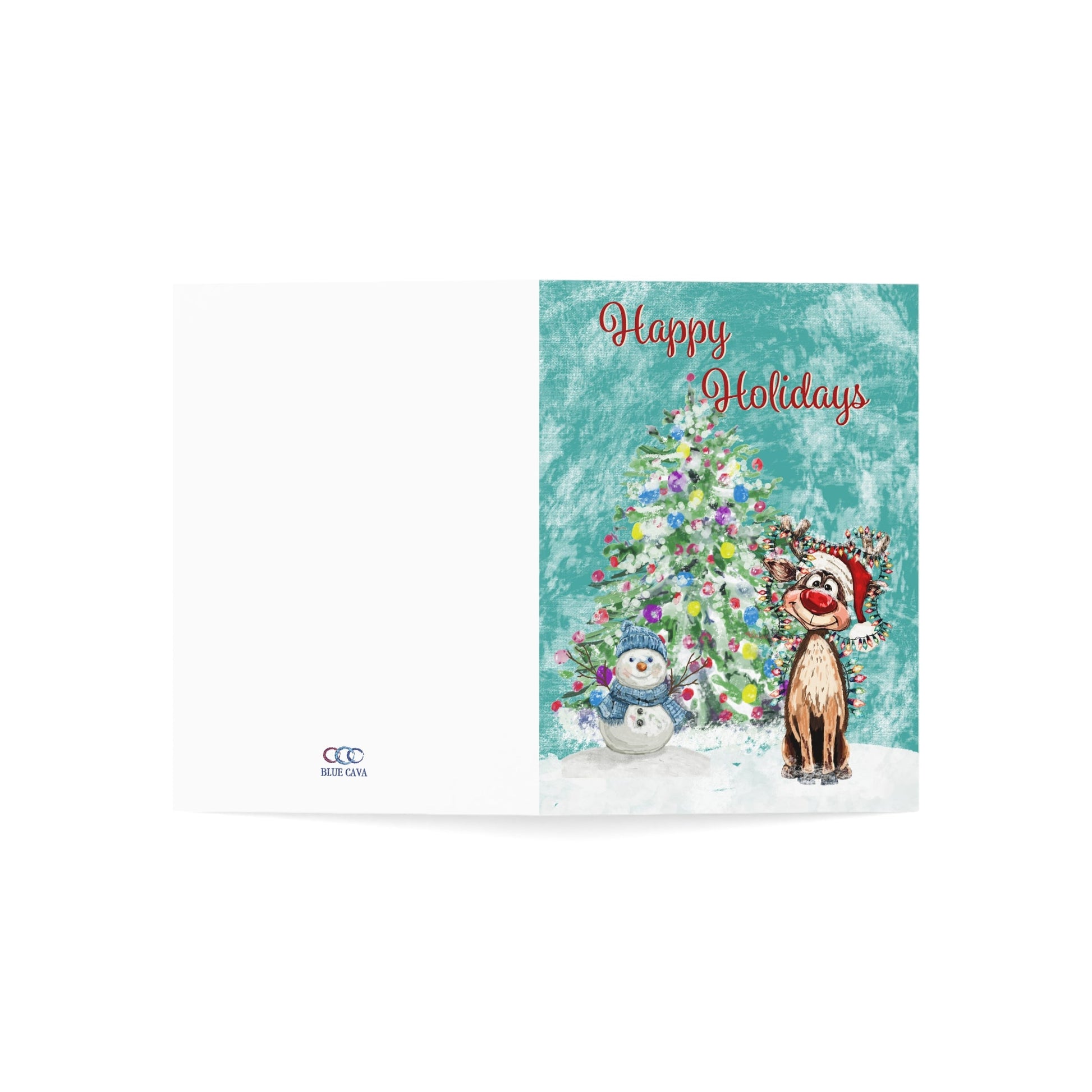 Festive Reindeer Greeting Cards - Christmas Cards, Seasonal Greetings - Blue Cava