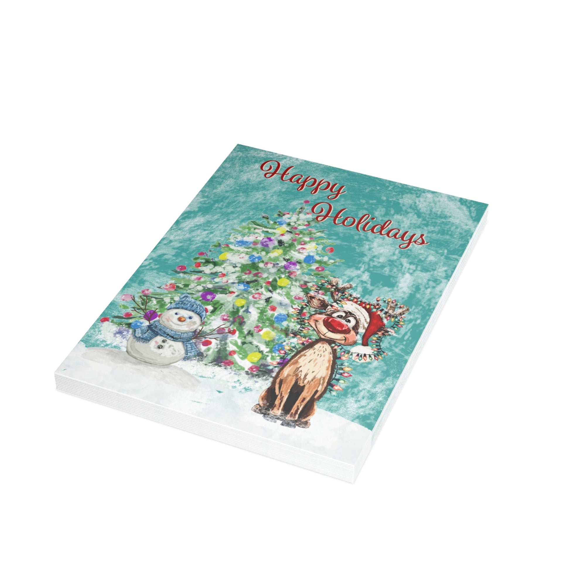 Festive Reindeer Greeting Cards - Christmas Cards, Seasonal Greetings - Blue Cava