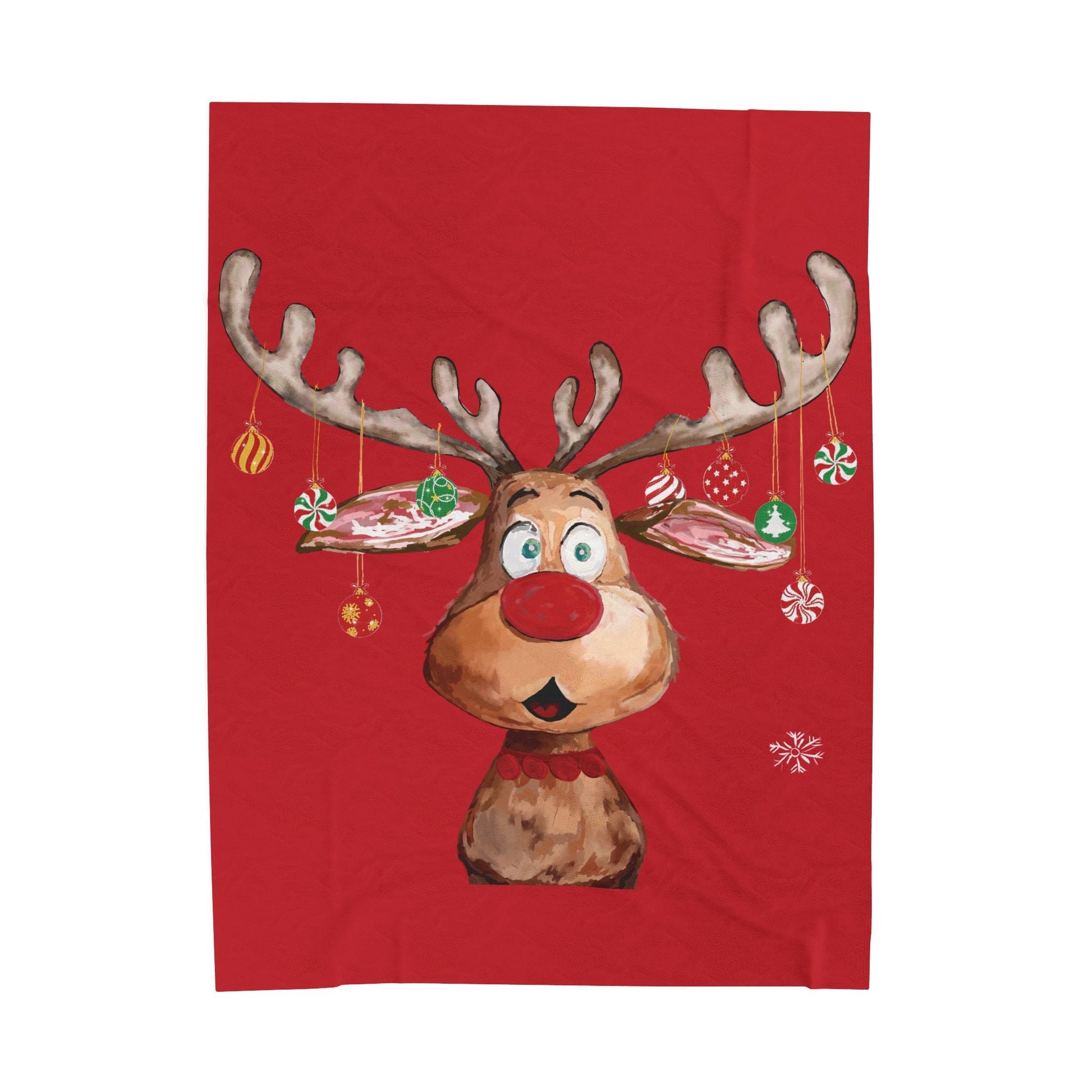 Festive Reindeer Plush Blanket | Cozy Holiday Decor - Blue Cava