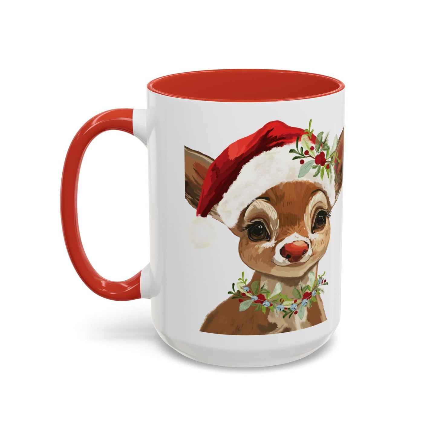 Festive Reindeer Two Tone Ceramic Mug - Holiday Mug - Blue Cava