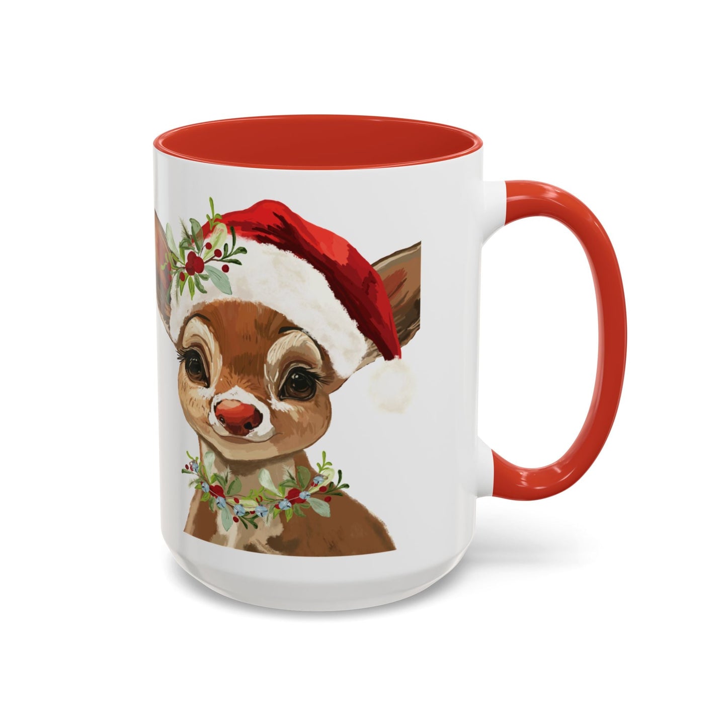 Festive Reindeer Two Tone Ceramic Mug - Holiday Mug - Blue Cava