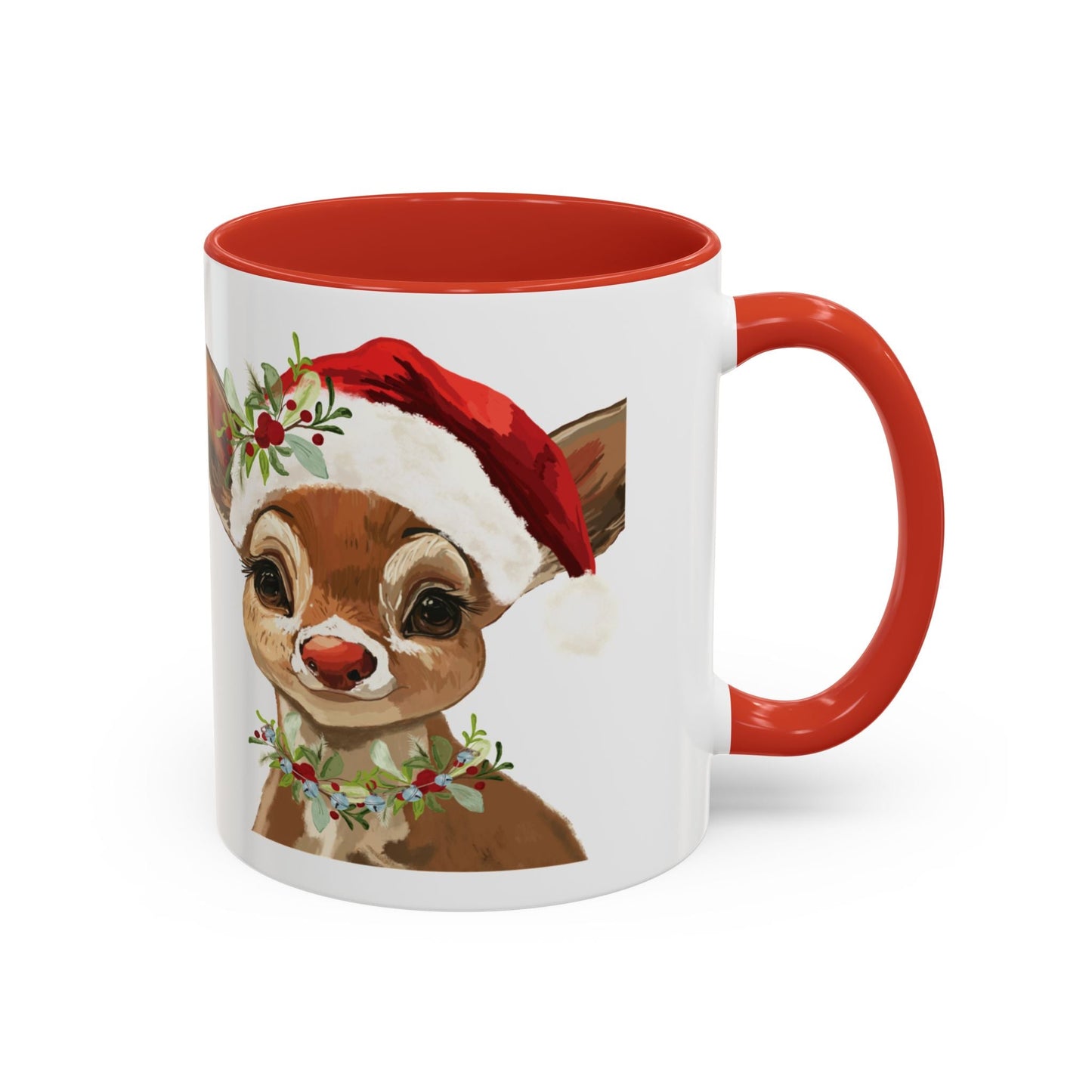 Festive Reindeer Two Tone Ceramic Mug - Holiday Mug - Blue Cava