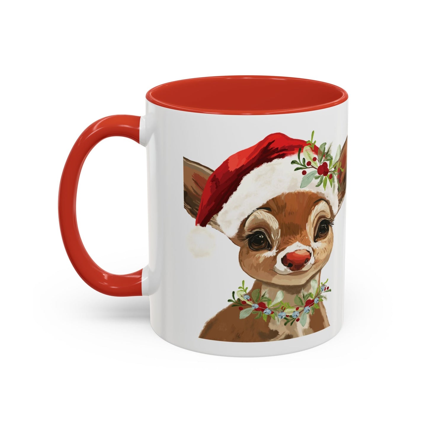 Festive Reindeer Two Tone Ceramic Mug - Holiday Mug - Blue Cava