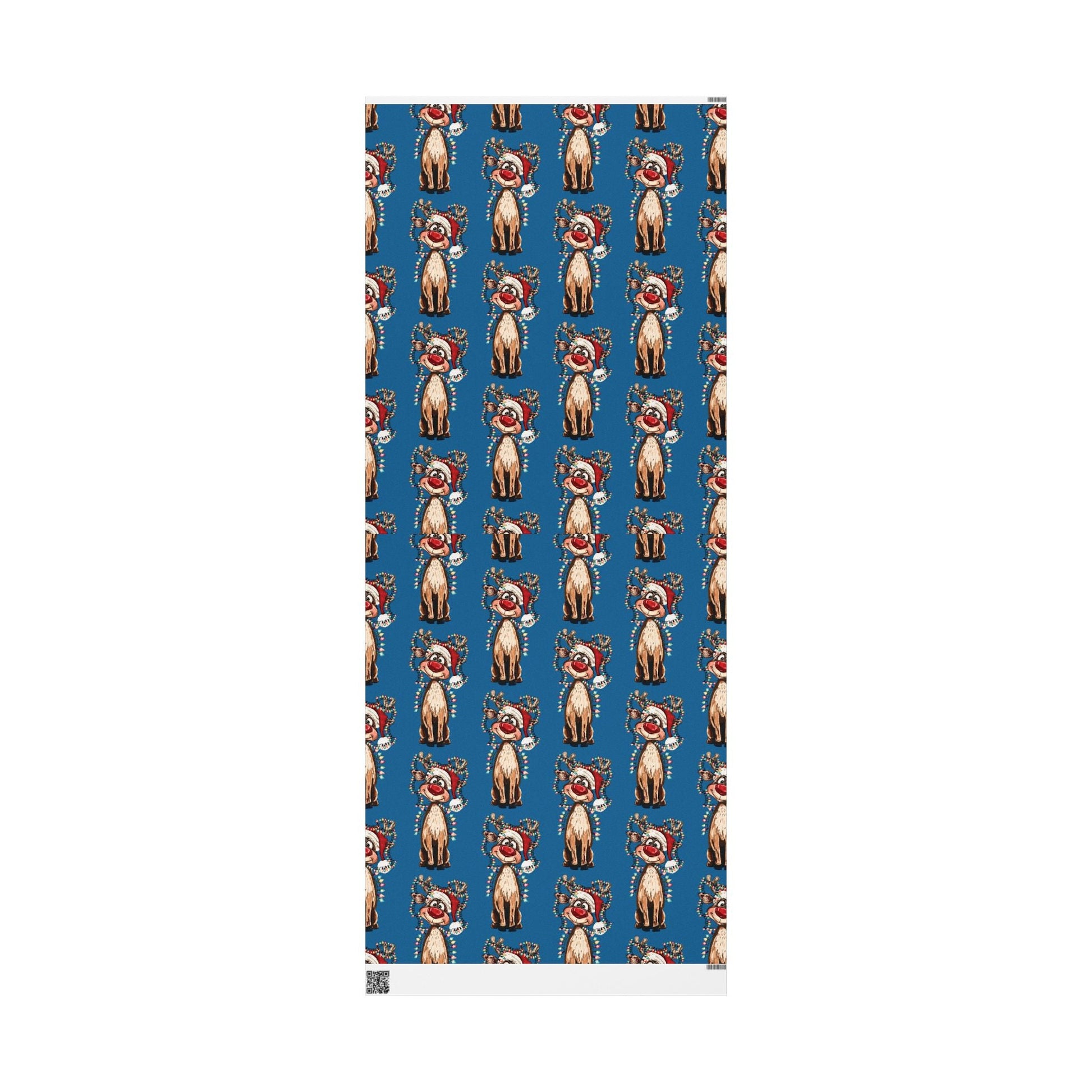 Festive Reindeer Wrapping Paper, Christmas Gift Wrap, Eco - Friendly - Blue Cava