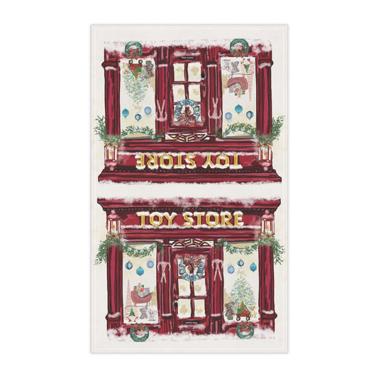 Festive Toy Store Tea Towels | Holiday Kitchen Décor - Blue Cava