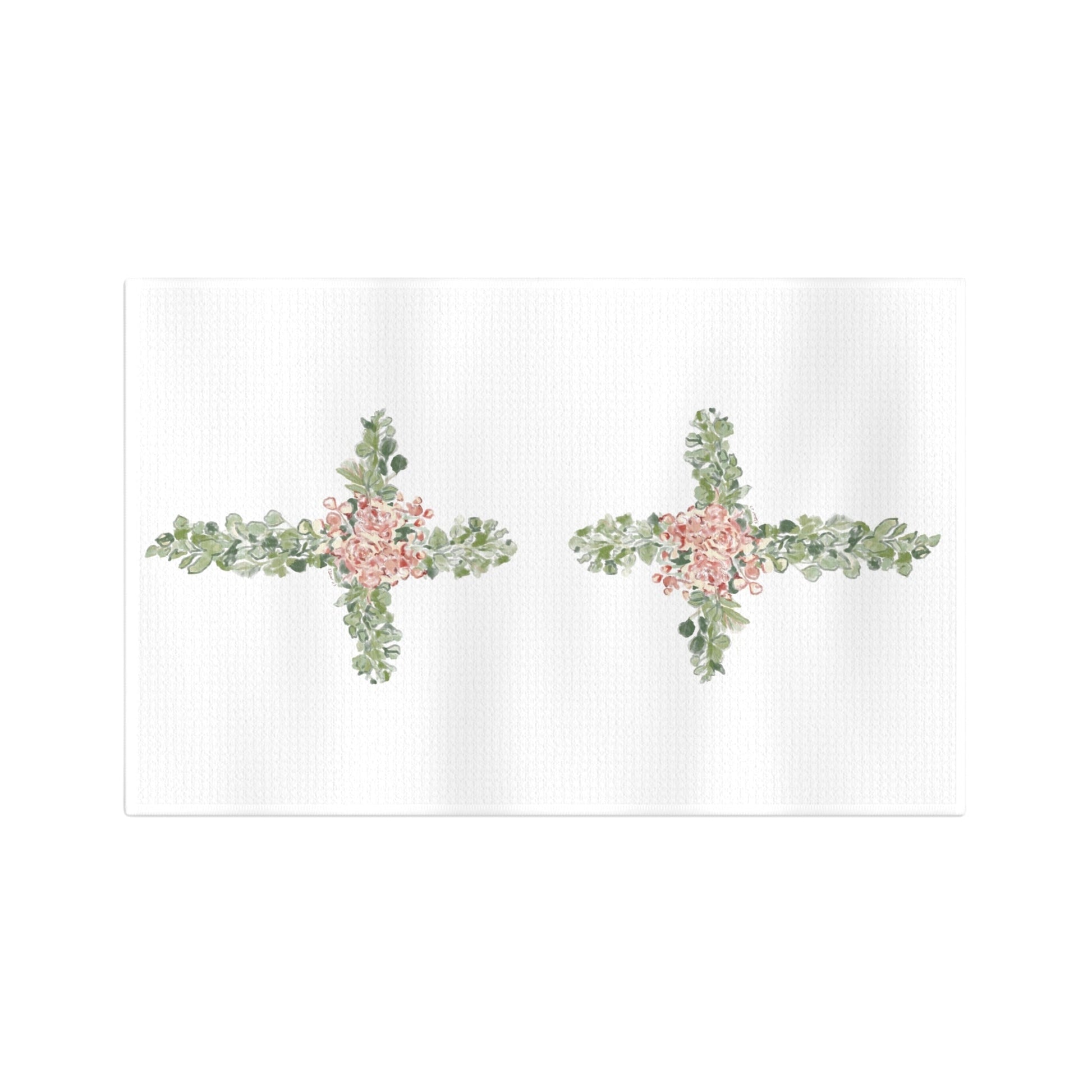 Floral Cross Microfiber Waffle Towel - Blue Cava