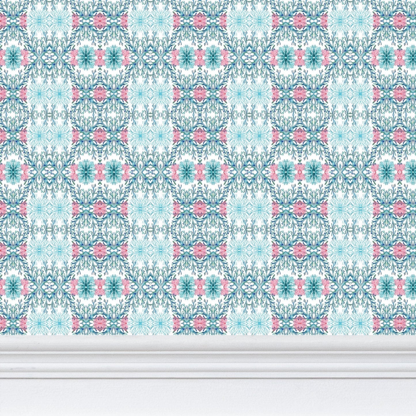 Geometric Coral Wallpaper - Blue Cava