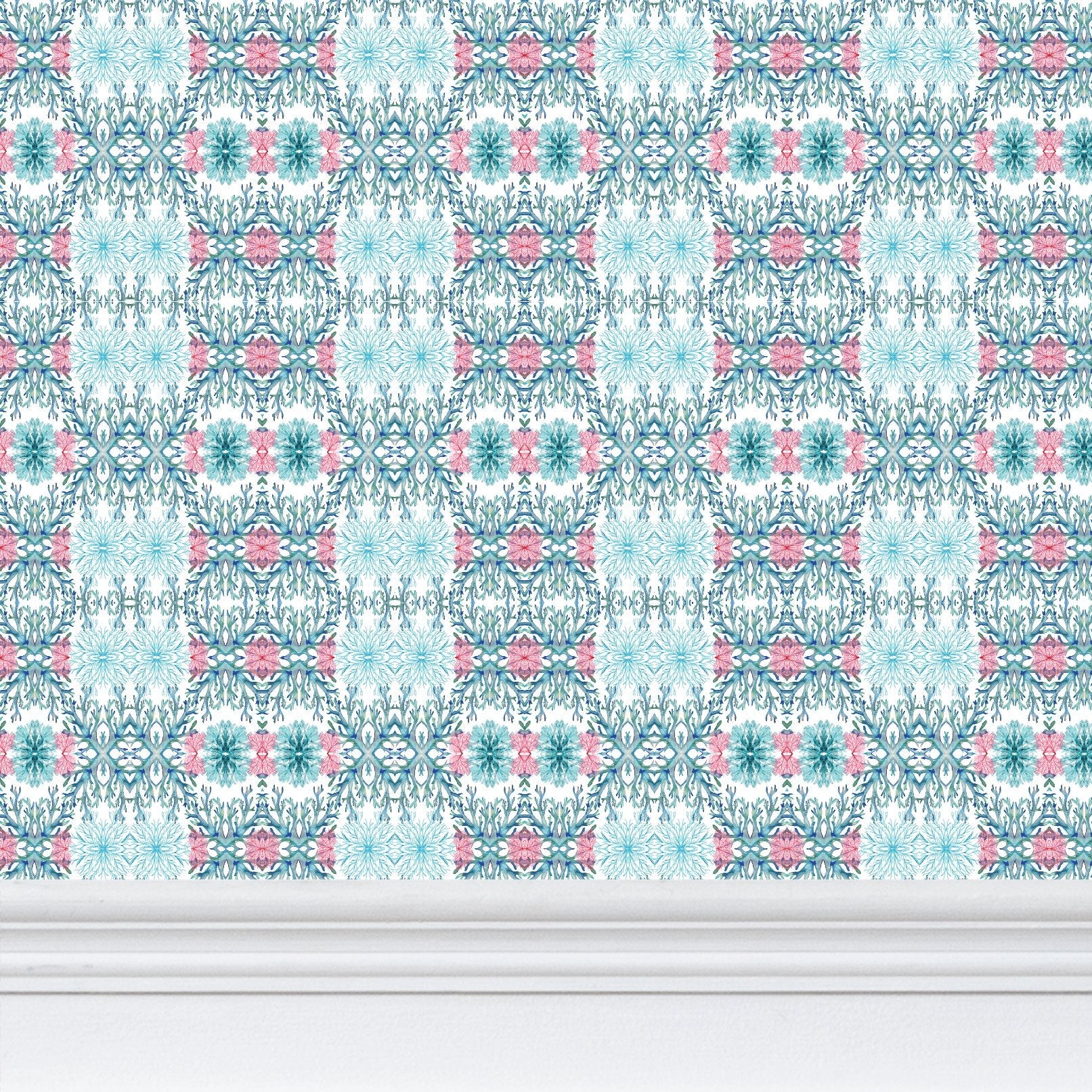 Geometric Coral Wallpaper - Blue Cava