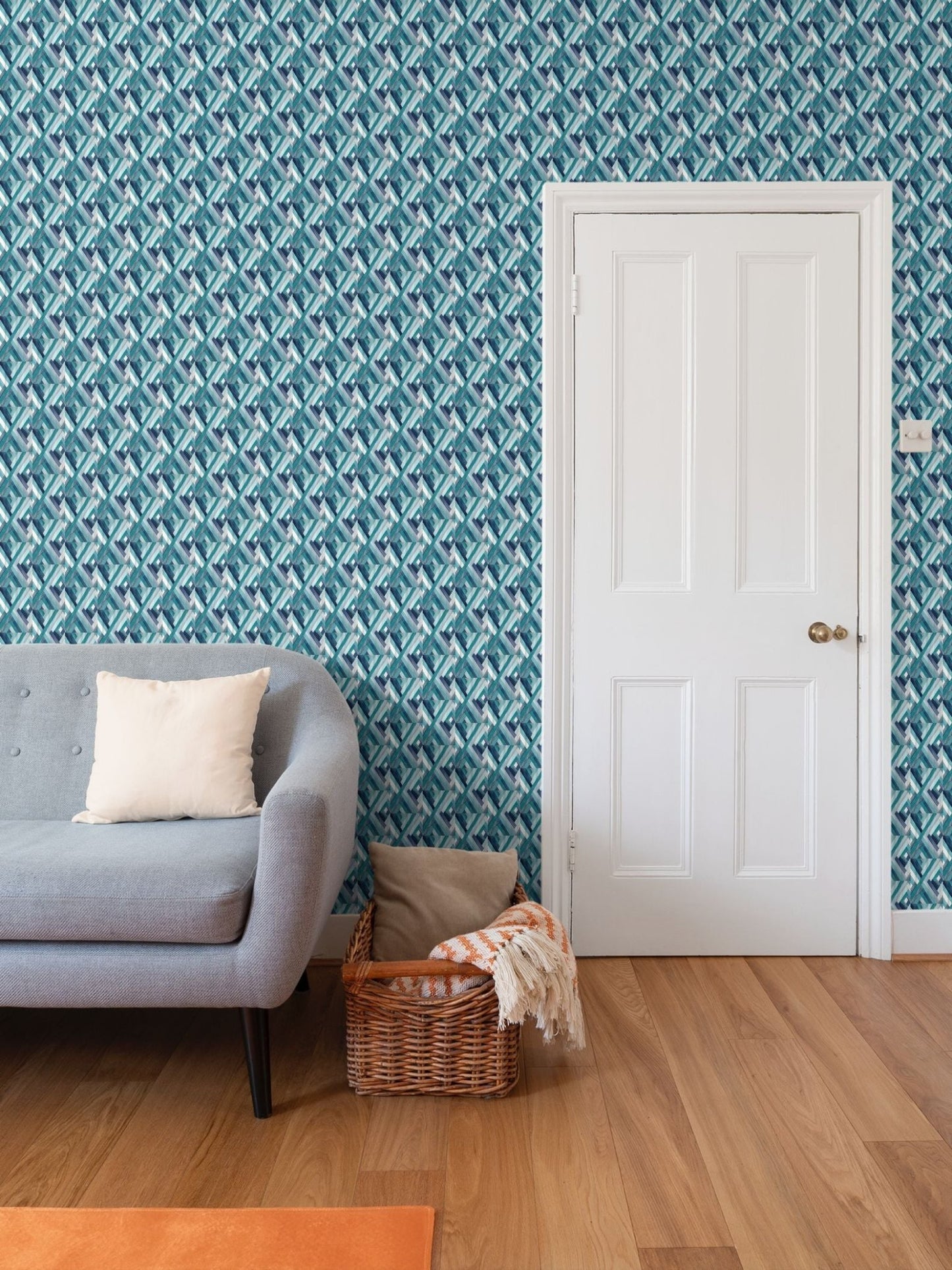 Geometric Wallpaper - Blue Cava