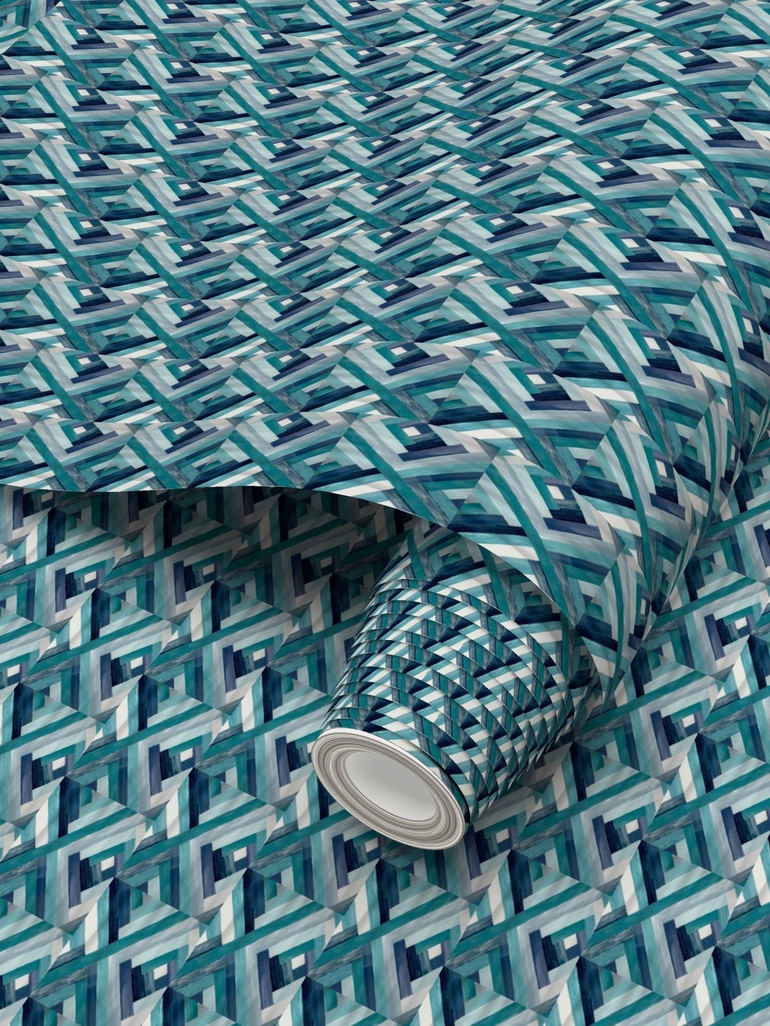 Geometric Wallpaper - Blue Cava
