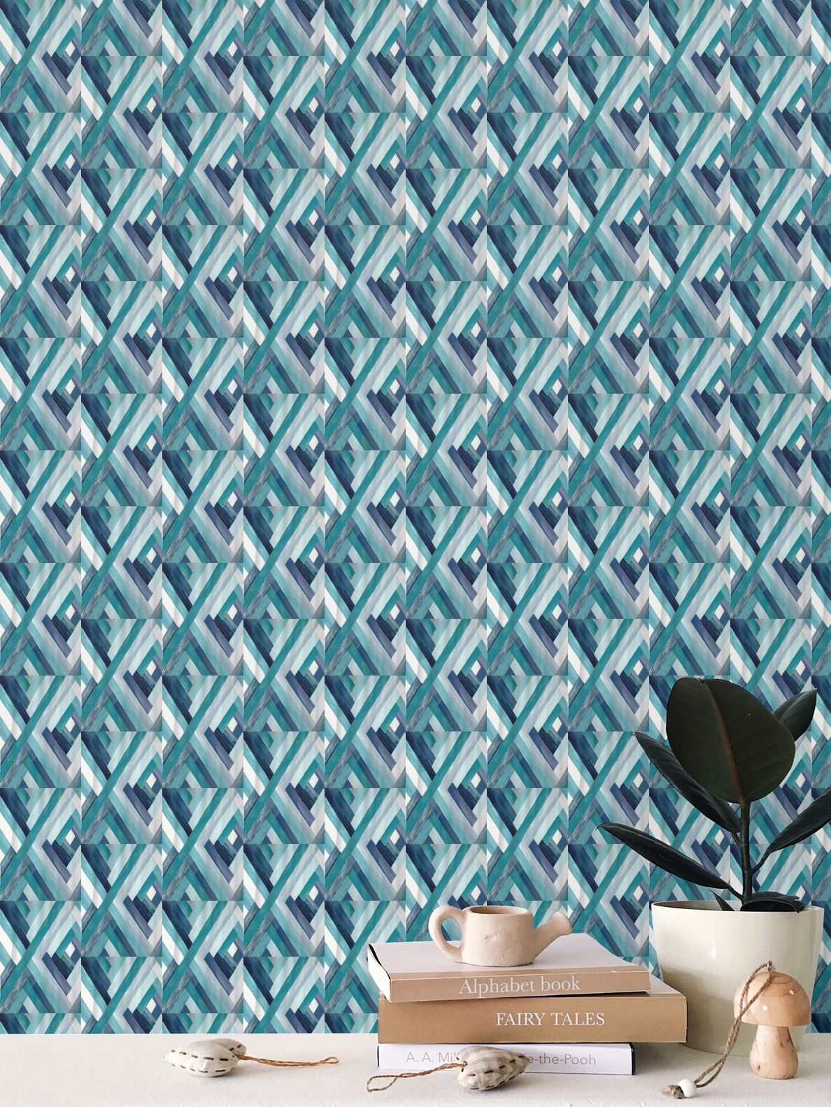 Geometric Wallpaper - Blue Cava