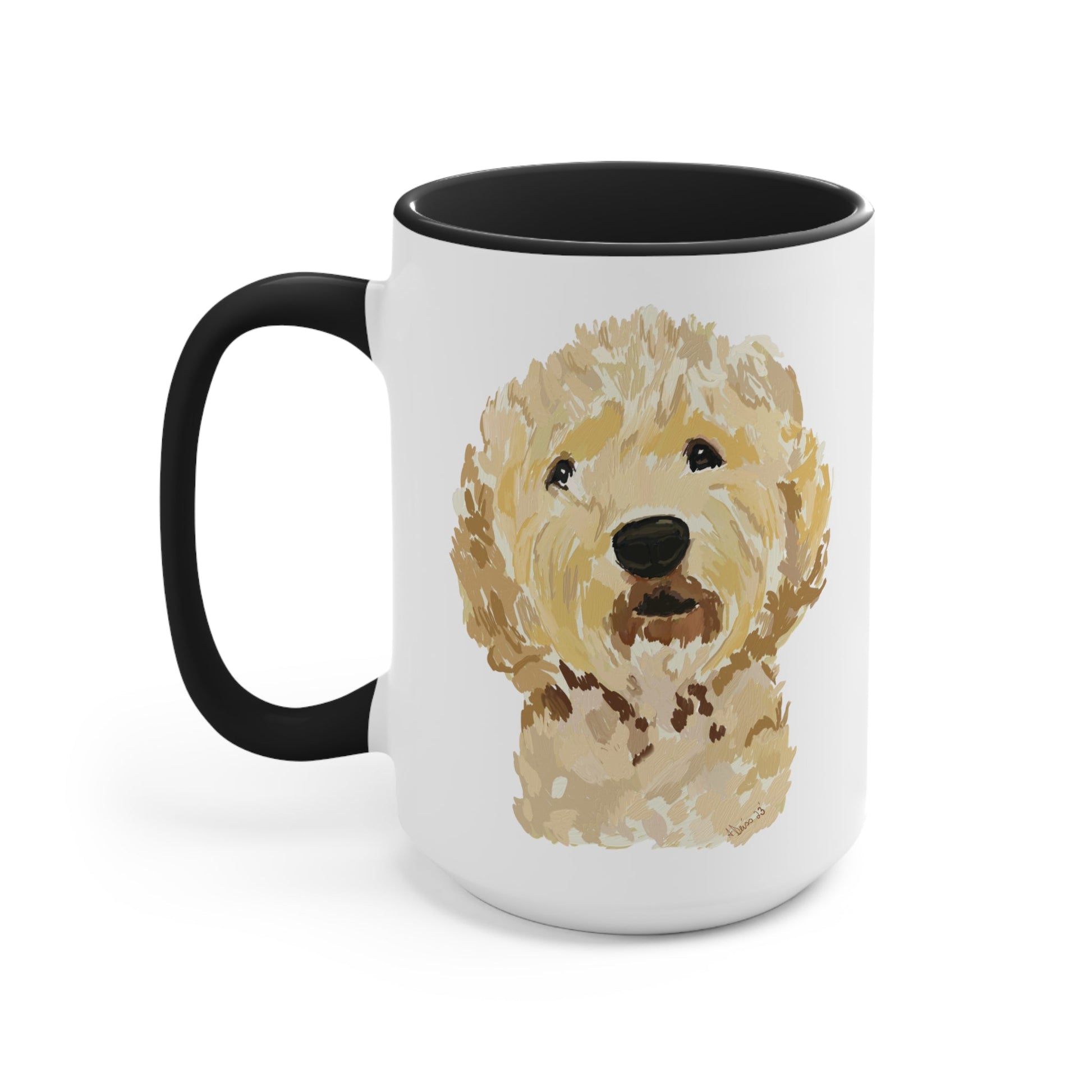 GoldenDoodle 15 oz Two Tone Mugs - Blue Cava