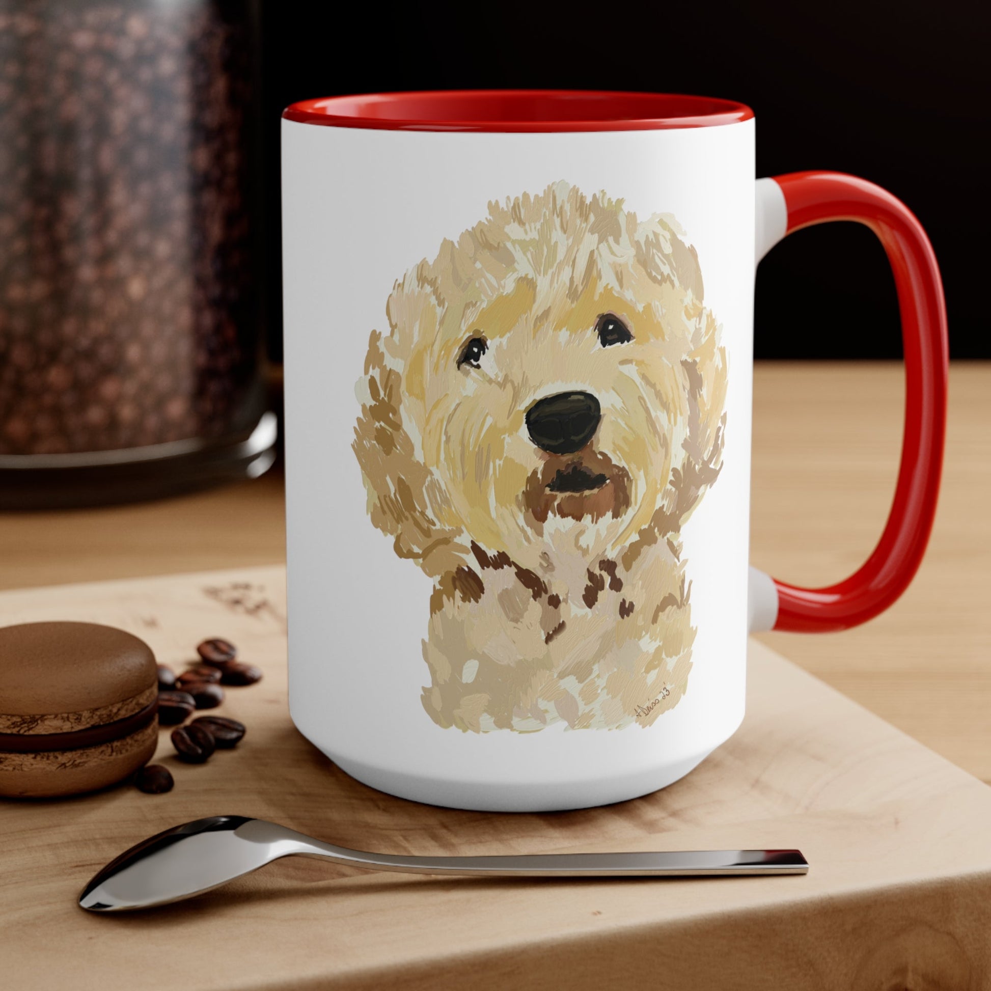 GoldenDoodle 15 oz Two Tone Mugs - Blue Cava