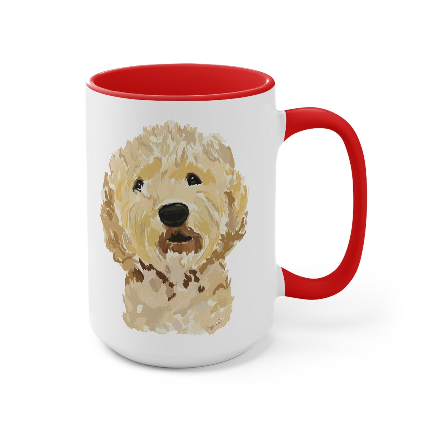 GoldenDoodle 15 oz Two Tone Mugs - Blue Cava
