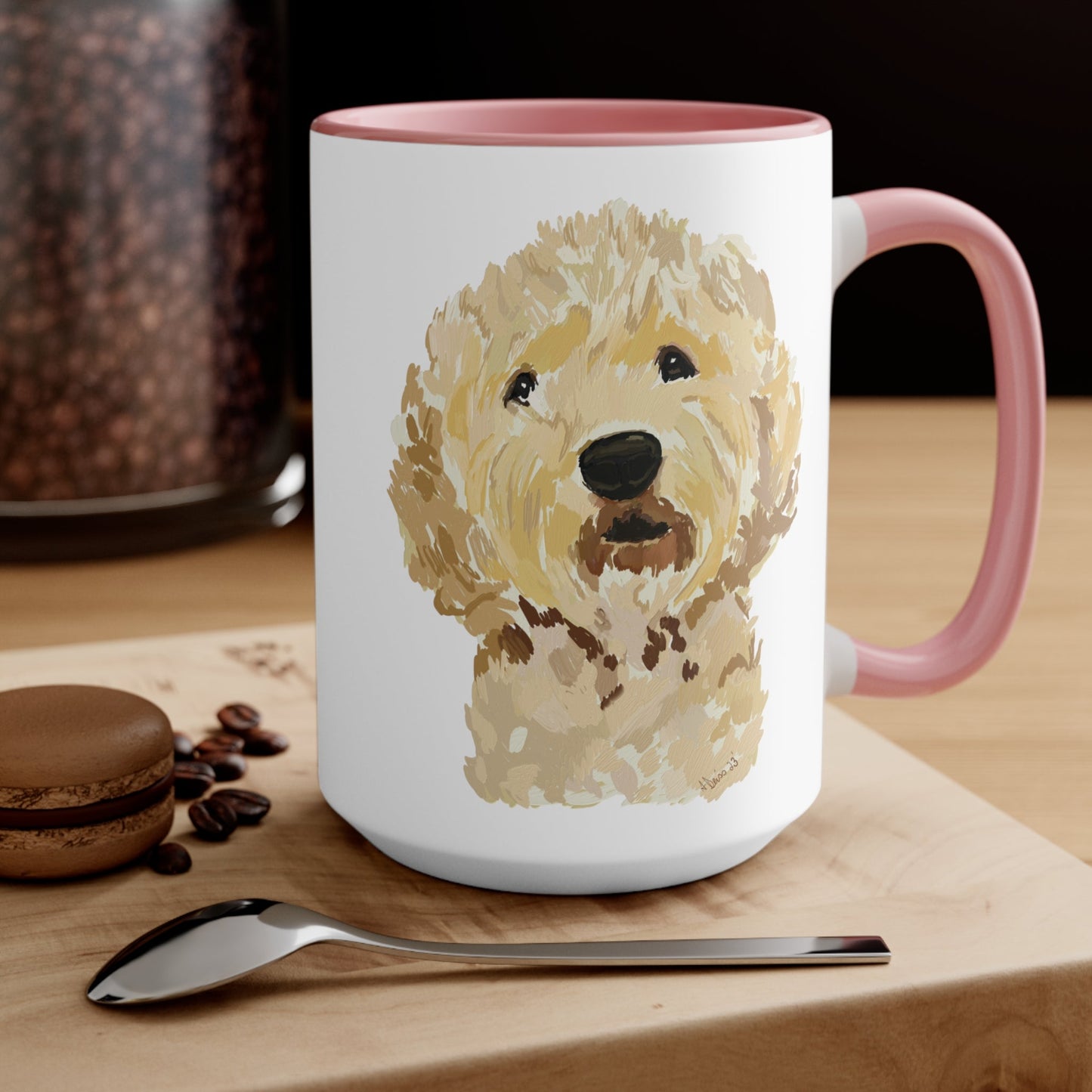 GoldenDoodle 15 oz Two Tone Mugs - Blue Cava