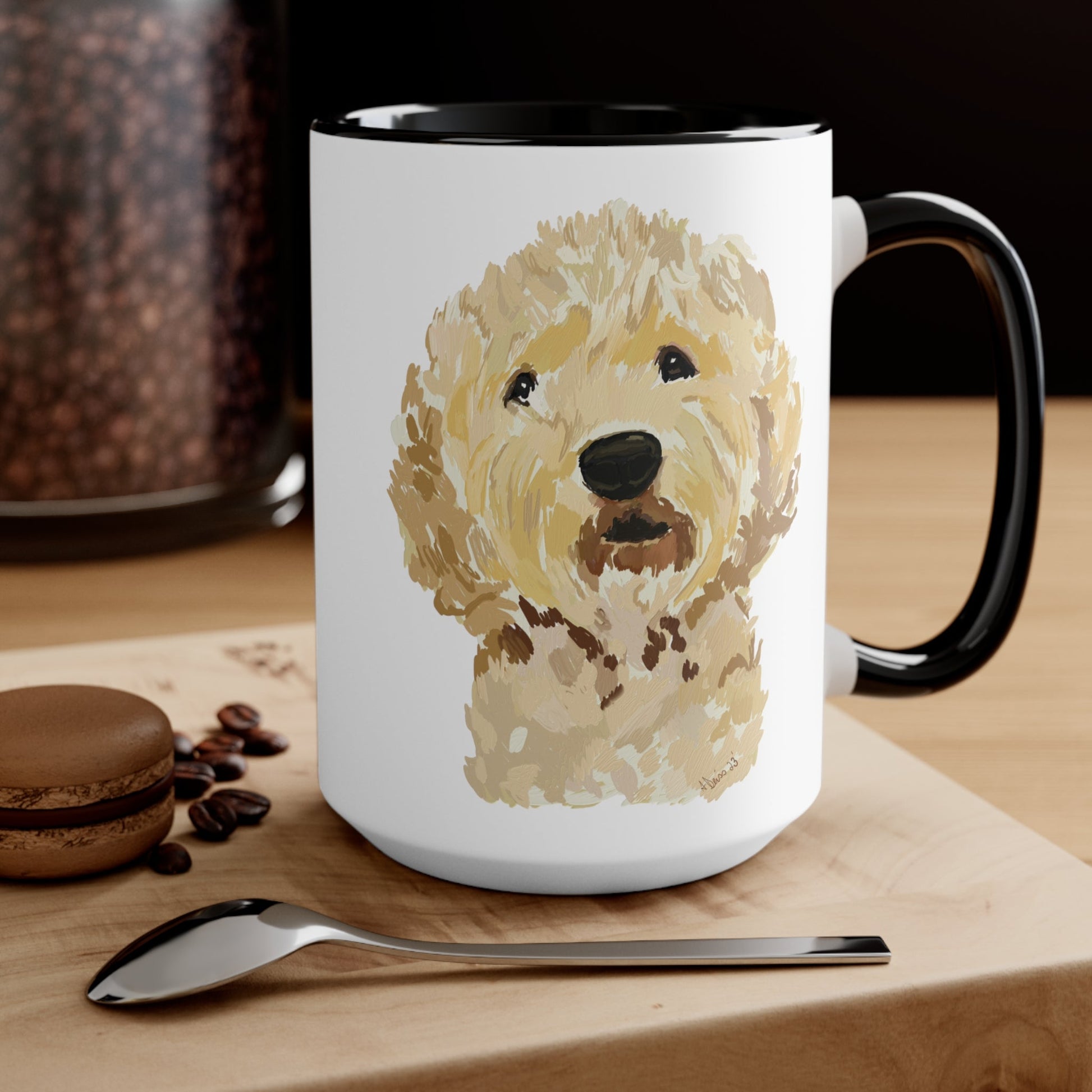 GoldenDoodle 15 oz Two Tone Mugs - Blue Cava