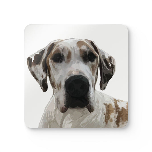 Great Dane Cork Coaster Set - Rustic Pet Decor for Coffee and Drinks - Blue Cava