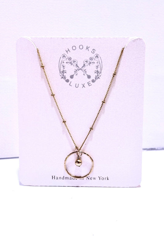 Hammered Circle Charm Necklace - Hooks and Luxe - Blue Cava