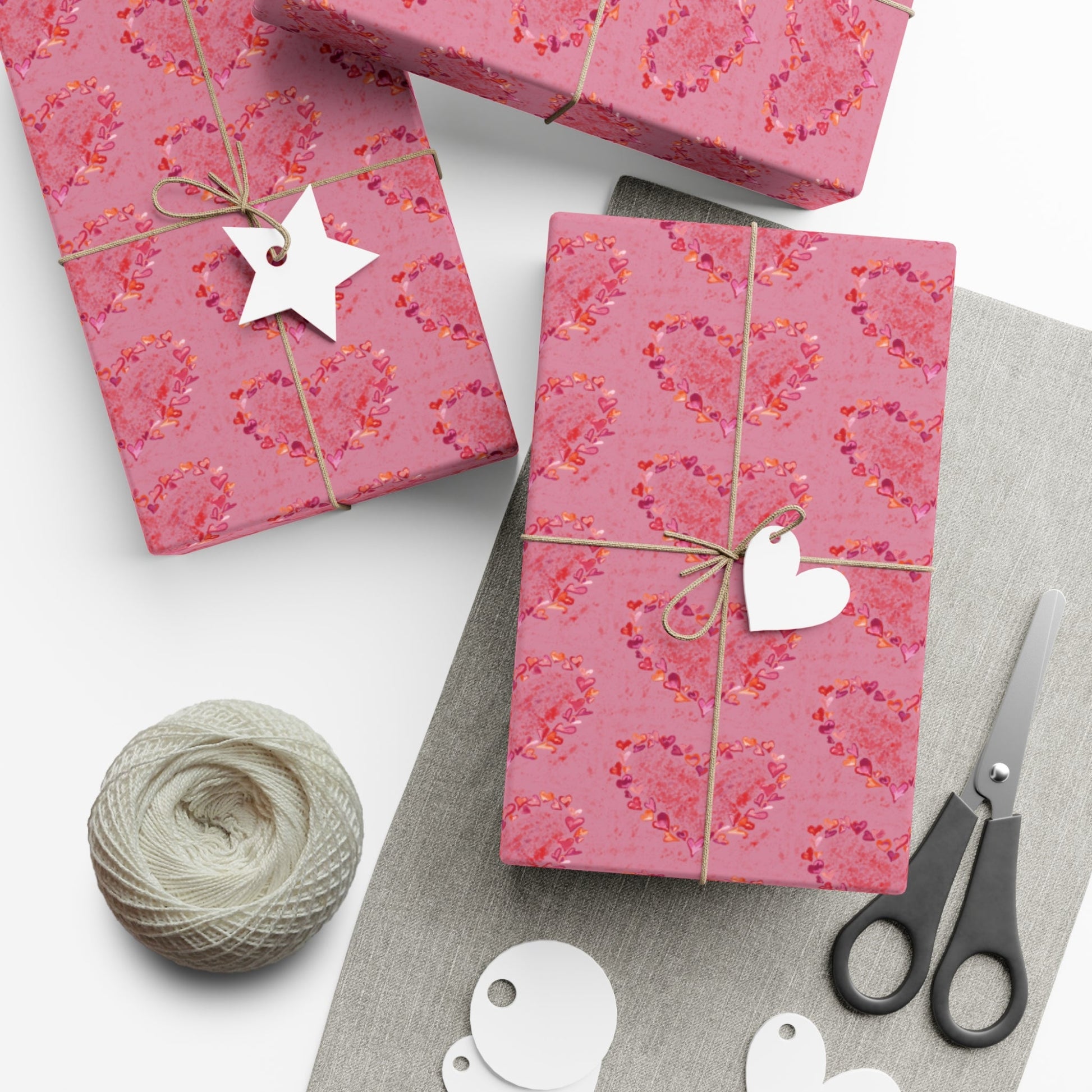Heart of Hearts Gift Wrap Papers - Blue Cava
