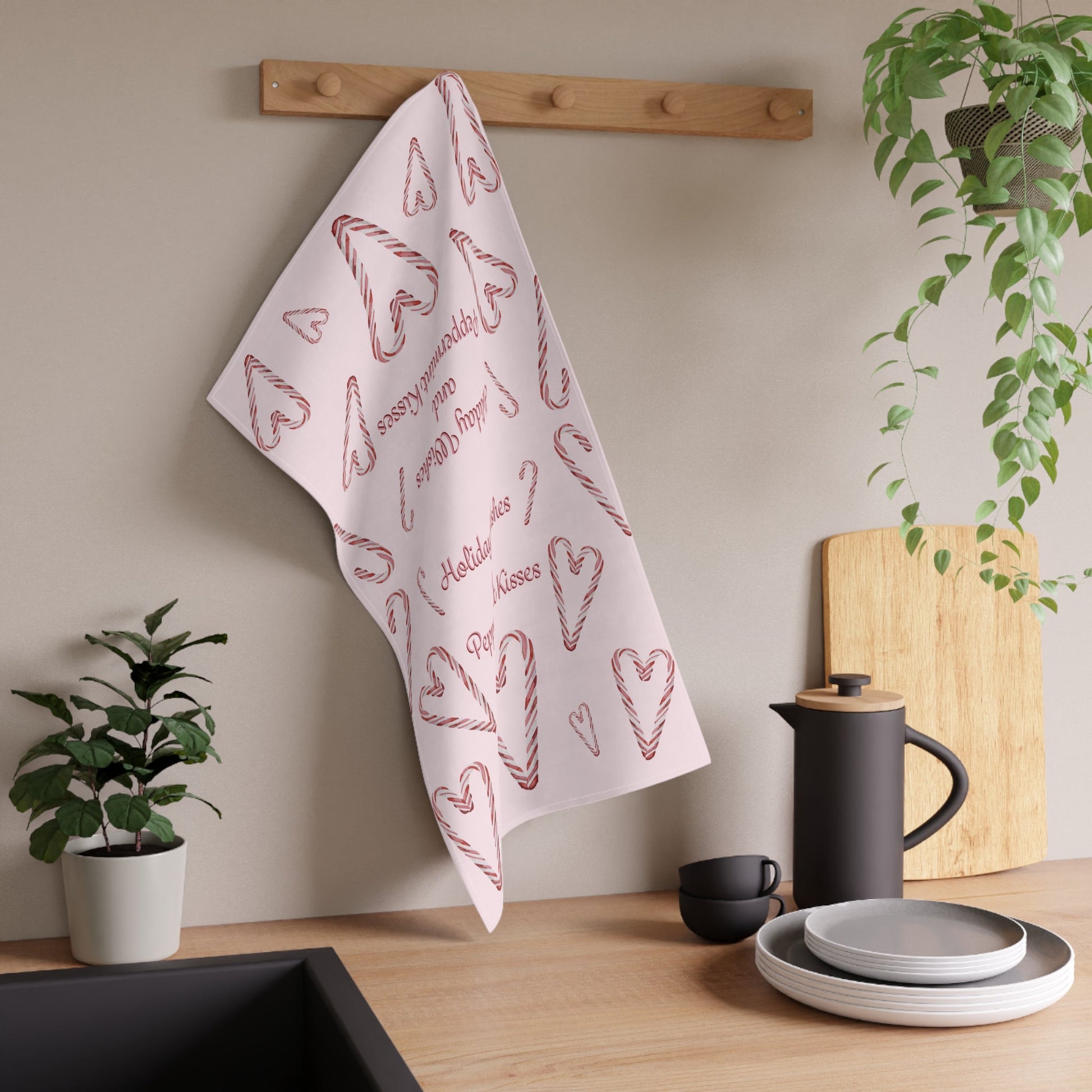 Holiday Wishes and Candy Cane Kisses Tea Towels - Blue Cava