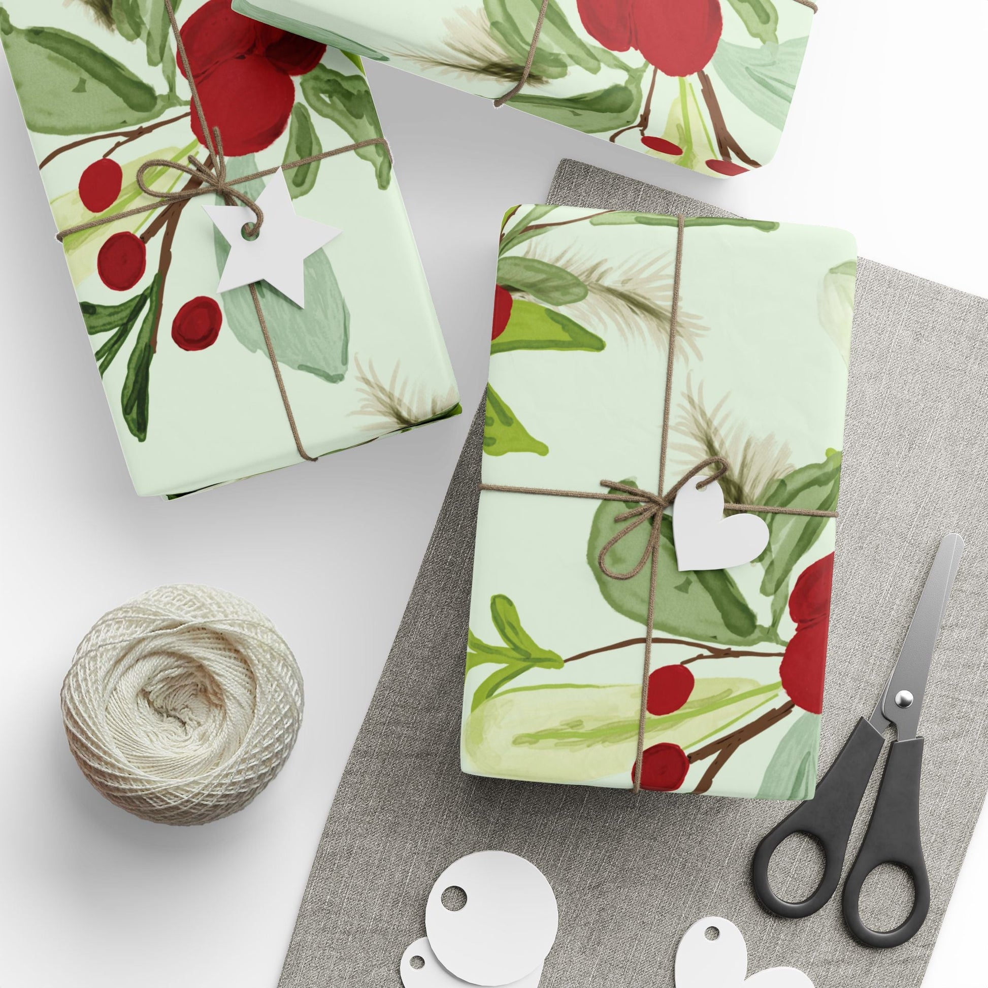 Holly Holiday Wrapping Papers - Blue Cava
