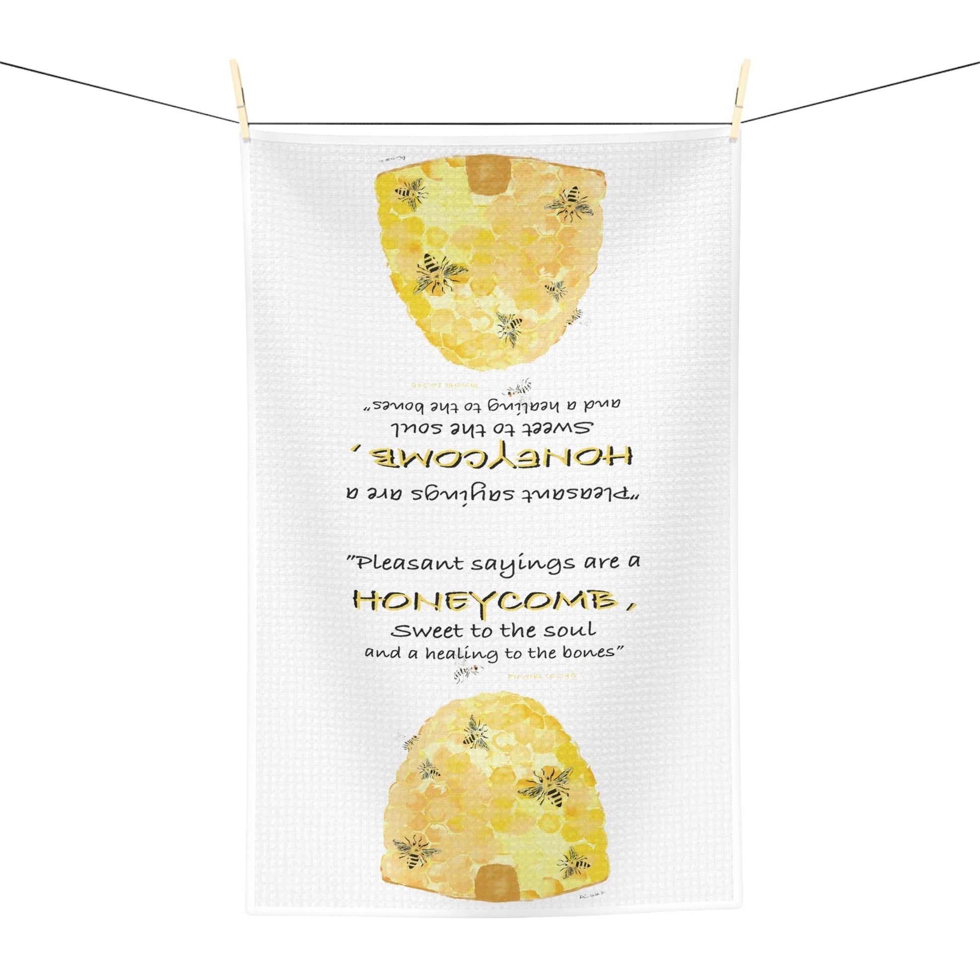Honeycomb Bee Microfiber Waffle Towel - Blue Cava