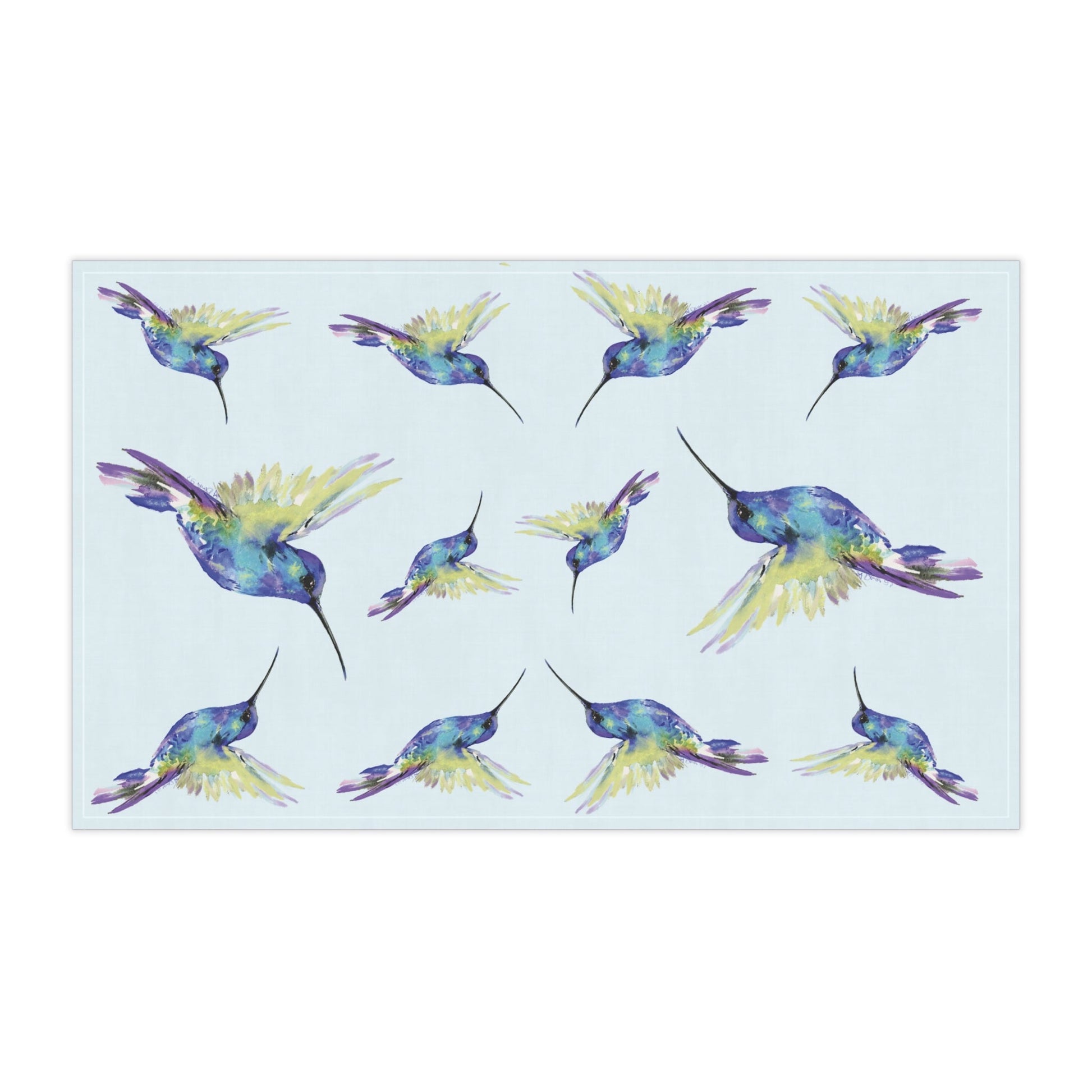 Hummingbird Kitchen Tea Towels - Blue Cava